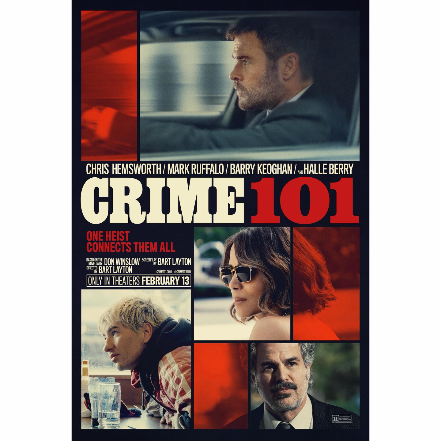 Crime 101 (2026)
•
Rating: ★★★★
Swipe to Read Review! —>
•
TL;DR - Crime 101 is a slick, old-school crime thriller with heists, car chases, and tense standoffs. It starts shaky but builds into a gripping, surprisingly emotional ride. Anchored by a stacked cast and sharp direction, it proves smart, character-driven action still rules.
•
Premise: An elusive thief, eyeing his final score, encounters a disillusioned insurance broker at her own crossroads. As their paths intertwine, a relentless detective trails them hoping to thwart the multi-million dollar heist they are planning.
•
Amazon MGM Studios
Directed by Bart Layton
Screenplay by Bart Layton
Based on the novella by Don Winslow
Cast: Chris Hemsworth, Mark Ruffalo, Halle Berry, Barry Keoghan, Monica Barbaro, Corey Hawkins, Nick Nolte
Runtime: 2hr 20min
Rating: 14A
Crime, Drama, Thriller
•
IMDb Rating: 7.1/10
Rotten Tomatoes Score: 88%
RT Audience Score: 85%
Metacritic Score: 68
CinemaScore: B
Letterboxd: 3.2/5
•
Fun Fact: Pedro Pascal was originally attached to star, but exited due to a scheduling conflict. Mark Ruffalo replaced him in the role.
•
#film #movie #crime101 #chrishemsworth #halleberry