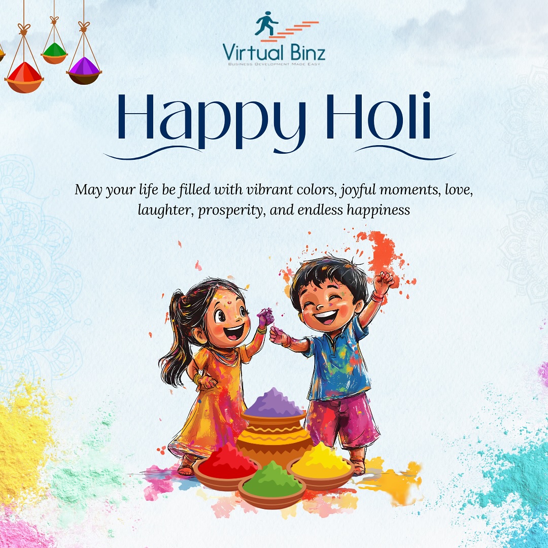 Splash into success with vibrant colors and brighter opportunities! 🌈✨
Virtual Binz wishes you a Happy Holi filled with joy, prosperity, and new beginnings.
#HappyHoli #VirtualBinz #FestivalOfColors #BusinessGrowth #SuccessInColor #lifeatvbz
