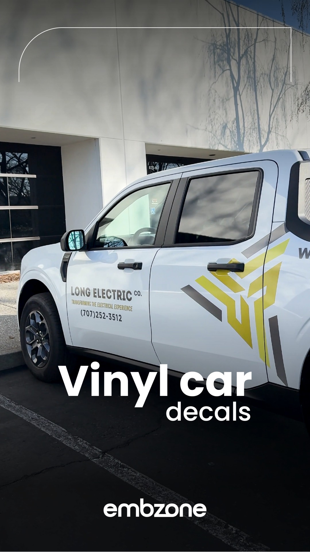 Custom vinyl decals applied to the Long Electric fleet
Designed to reinforce brand visibility, these vehicle graphics ensure a consistent and professional presence on every job site.
Vehicle decals are a powerful form of branding on the move.
📩 Contact us to discuss your project and request a quote
#Embzone #VehicleDecals #FleetBranding #VinylGraphics #BrandVisibility