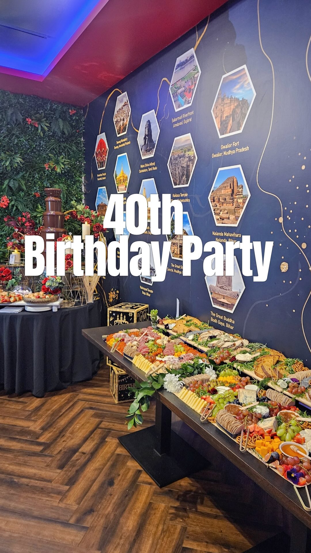 Flat Grazing Table with Foliage for a Birthday Party 🍾
Chocolate Fountain by @euphoriceventss_ ✨