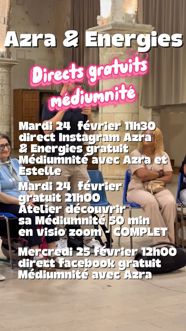 Semaine presque plus light que d'habitude car on part pour la formation médiumnité débutants de Montpellier du week-end 🤩
L'atelier reviendra, les ptits chanceux qui ont suivi les directs de la semaine dernière, on se retrouve pour une heure de Master Class mardi 21h00 !! 💎