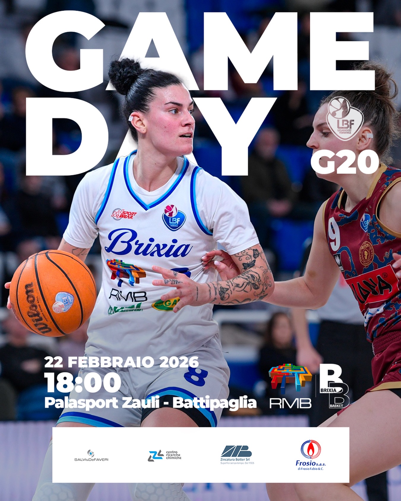 𝗚𝗔𝗠𝗘 𝗗𝗔𝗬
ore 18:00, Palasport Zauli - Battipaglia (SA)
vs @polisportiva1963
#wearebrixia
