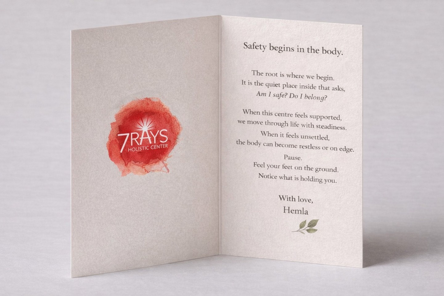 🔴 Root Chakra — RED
The root is where we begin.
It is the quiet place inside that asks,
Am I safe? Do I belong?
When this centre feels supported, we move through life with steadiness.
When it feels unsettled, the body can become restless or on edge.
Pause today.
Feel the ground beneath you.
Notice what is holding you.
Safety is not a concept.
It is a sensation.
And it begins in the body.
Close your eyes for a moment.
Can you feel your feet on the ground?
What do you notice?