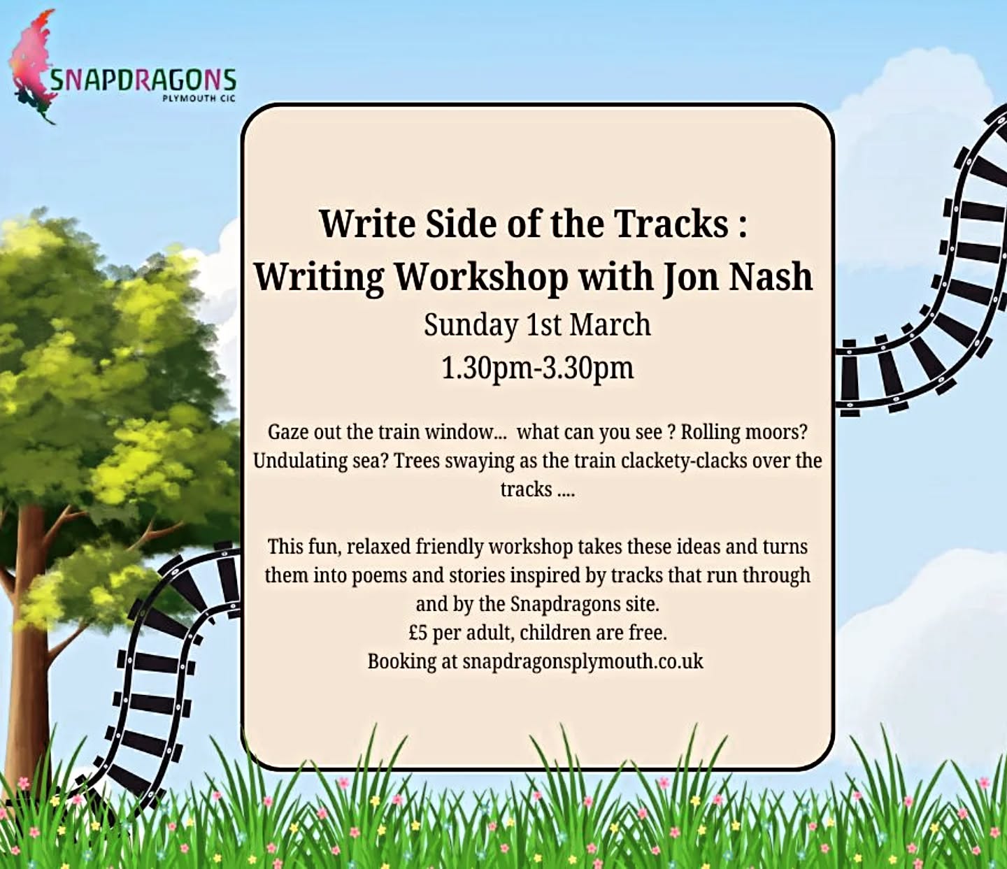 Fantastic writing workshop coming up on Sunday with the marvellous @jninuk
Come and join us - hot drinks available, a chance to meet the team, see the venue and have some fun exploring some railway themed writing.