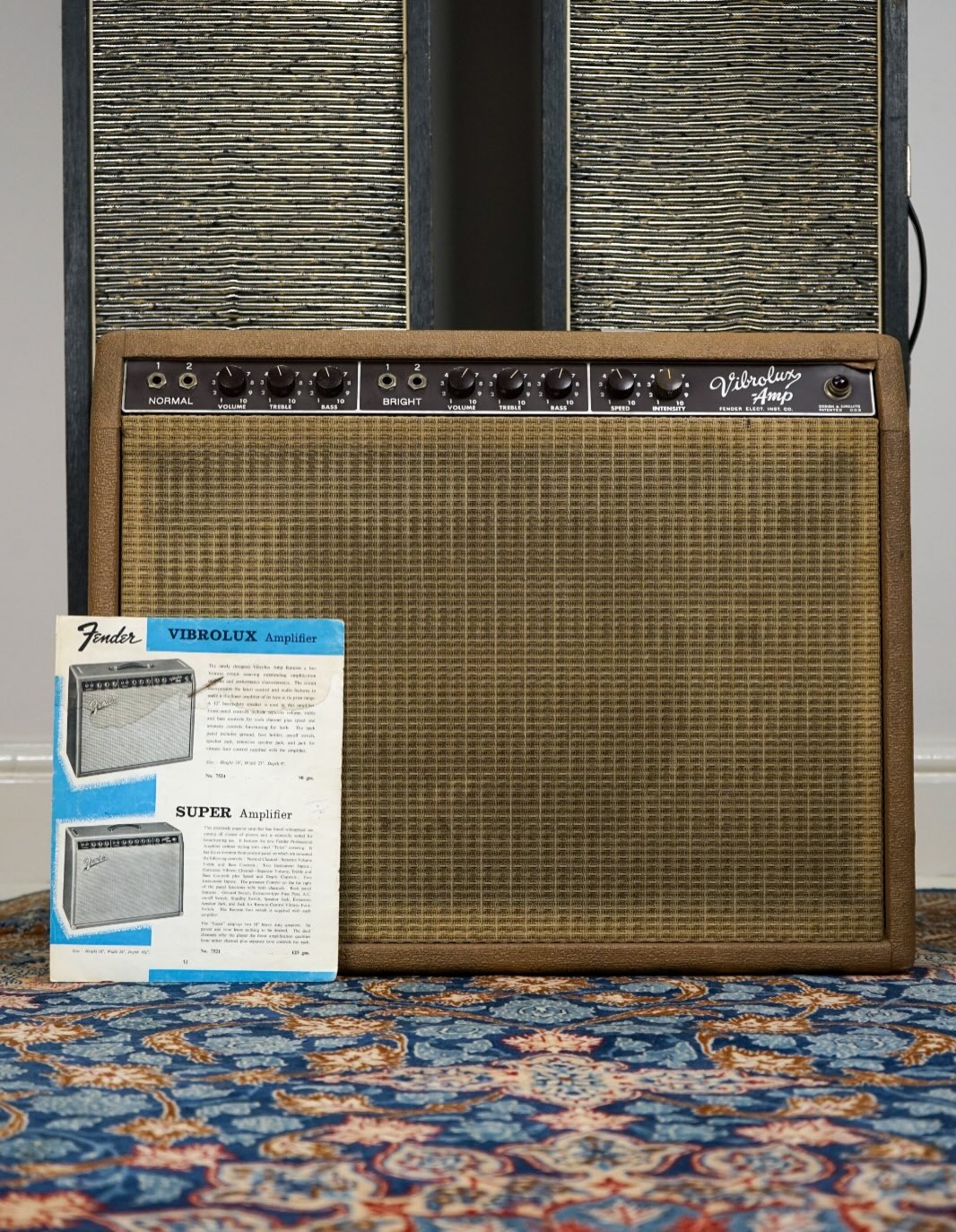 Hello guitar people… check check, is this thing still on?
I’m swinging by instagram to announce the sale of a true ‘holy grail’ amp - a 1963 Fender ‘Brownface’ Vibrolux.
It has had one single owner who purchased it from Selmer brand new (as such it’s a UK export model - no step-down transformer required!). It even includes the catalogue page which they scribbled on ahead of purchase. 95 Guineas it cost originally, about £100. I wish!
Non-meddled with, clean with and a new speaker/plug for safety. Oh, and of course the d-cap has been removed!
Exceptionally clean otherwise, re-capped with the originals included for provenance.
Get in touch if interested 🎸
