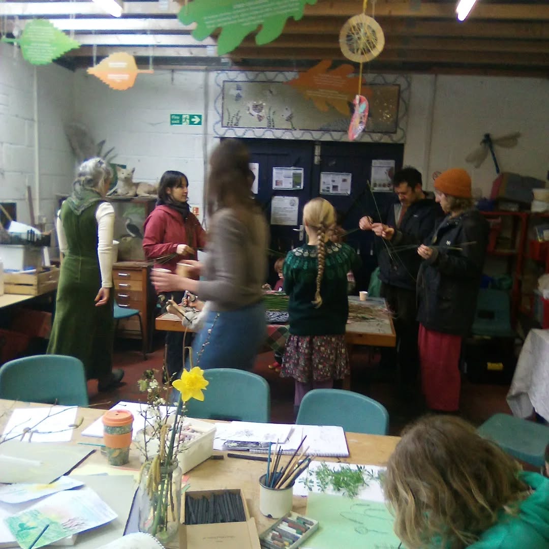 Lovely day at the nature school celebrating the beginnings of spring. We made St brigits crosses, juiced nettle and gorse, drank the first tips of nettle and cleavers, made nature crafts, and rolled around in the mud Iike little piggies(the kids did)