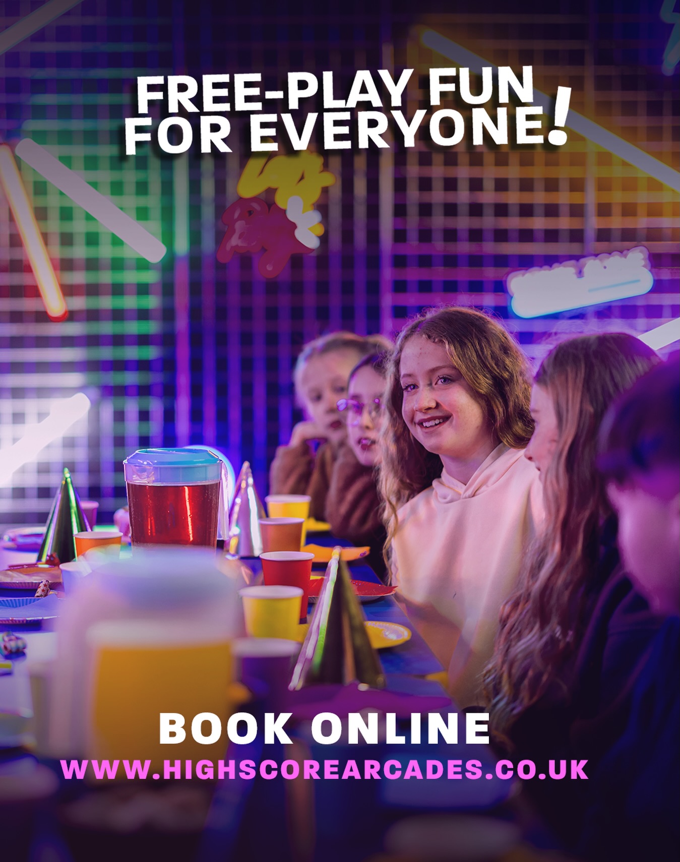Looking for the ultimate party destination? You just found it. 🎂
Celebrate your big day with non-stop gaming, competitions, and VIP treatment – all for just £17.50 per person!
✨ What’s Included:
🎮 90 Minutes of Game Time: Unlimited fun for everyone.
🏆 Competition Time: Pick your favourite game, battle it out, and win medals. The champion gets a free ticket to return!
🍹 Unlimited Squash: Stay hydrated while you game
🍕 Bring Your Own Food: Feel free to bring or order in your party snacks!
🎉 Party Room: After gaming, enjoy 30 minutes in our fully themed Party Room – perfect for cake, gifts, and more! Plus, your dedicated party host is there to help.
🎁 Extras:
📩 Themed party invitations (digital or hard copies available).
🎟️ The birthday child also gets a free return ticket!
👨👩👧👦 Includes 2 supervisory adult tickets – additional parents can join by purchasing tickets or watch from The Hub free of charge.
📍 Locations: Andover, Bracknell, Farnborough, Newbury, Newport, Southampton, Swindon, Worcester
Book your birthday adventure today and make memories that score BIG!
#BirthdayParties #HighScoreArcades #partytime #kidspartyideas #dayoutwithkids 🎮✨