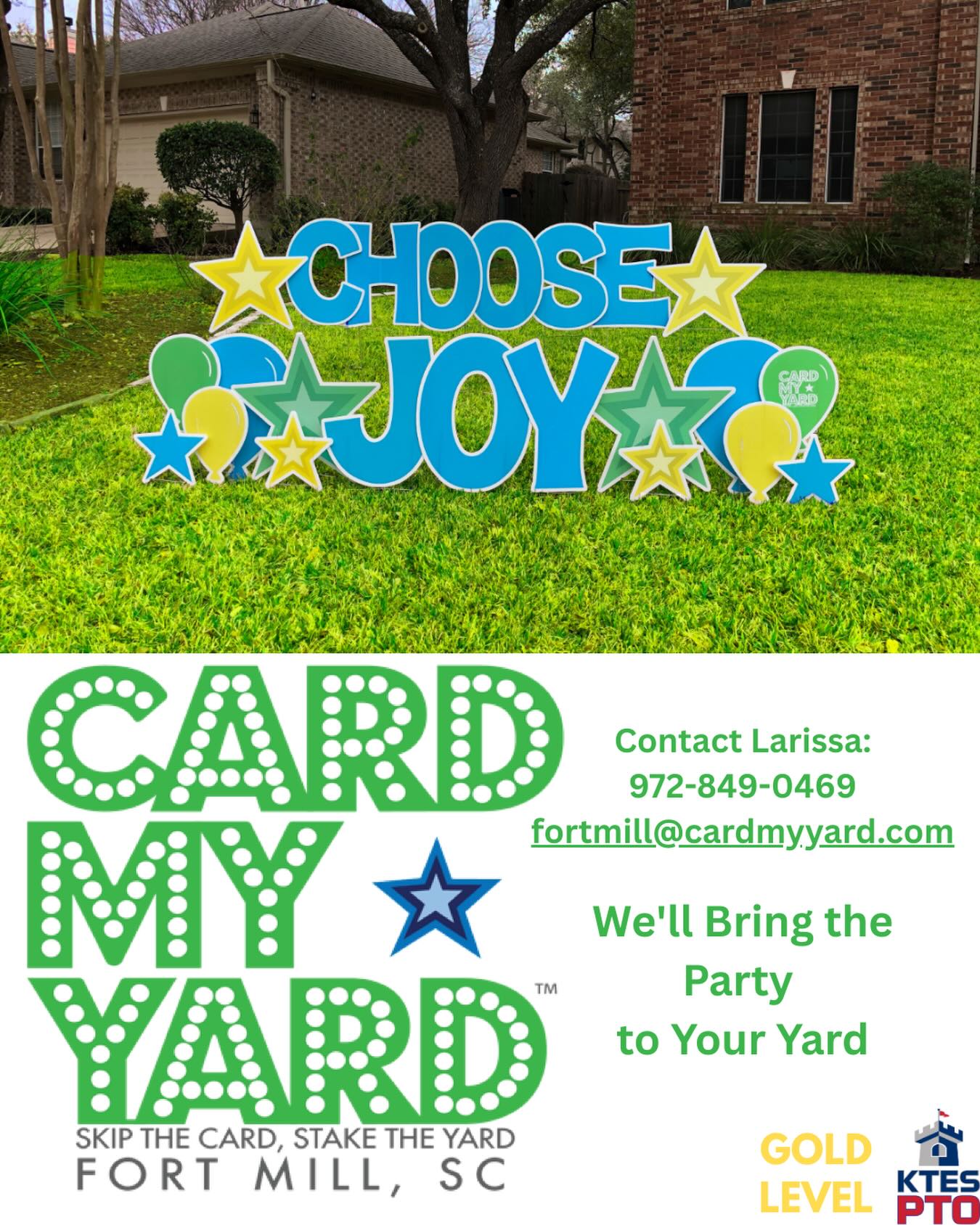 🎉 Huge Thank You to Our Amazing Sponsor!
We’re so grateful for the support of Card My Yard Fort Mill, SC — an incredible local business that helps make celebrations unforgettable! From birthdays and graduations to “just because” surprises, they bring joy to yards all across Fort Mill with bold, colorful custom yard greetings that turn heads and create big smiles.
Your sponsorship means the world to us and helps make our programs/events even better. Thank you for your generous support, community spirit, and for bringing so much happiness to our community! 💛
✨ Want to celebrate someone in a BIG way? Be sure to check them out and see how they can help you make your next moment extra special!
#ThankYou #SponsorAppreciation #CardMyYardFortMill #CommunitySupport