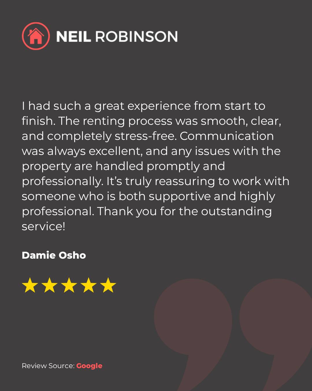 We pride ourselves on providing a 5 star service every time. Thank you for taking the time to leave a review! ⭐⭐⭐⭐⭐