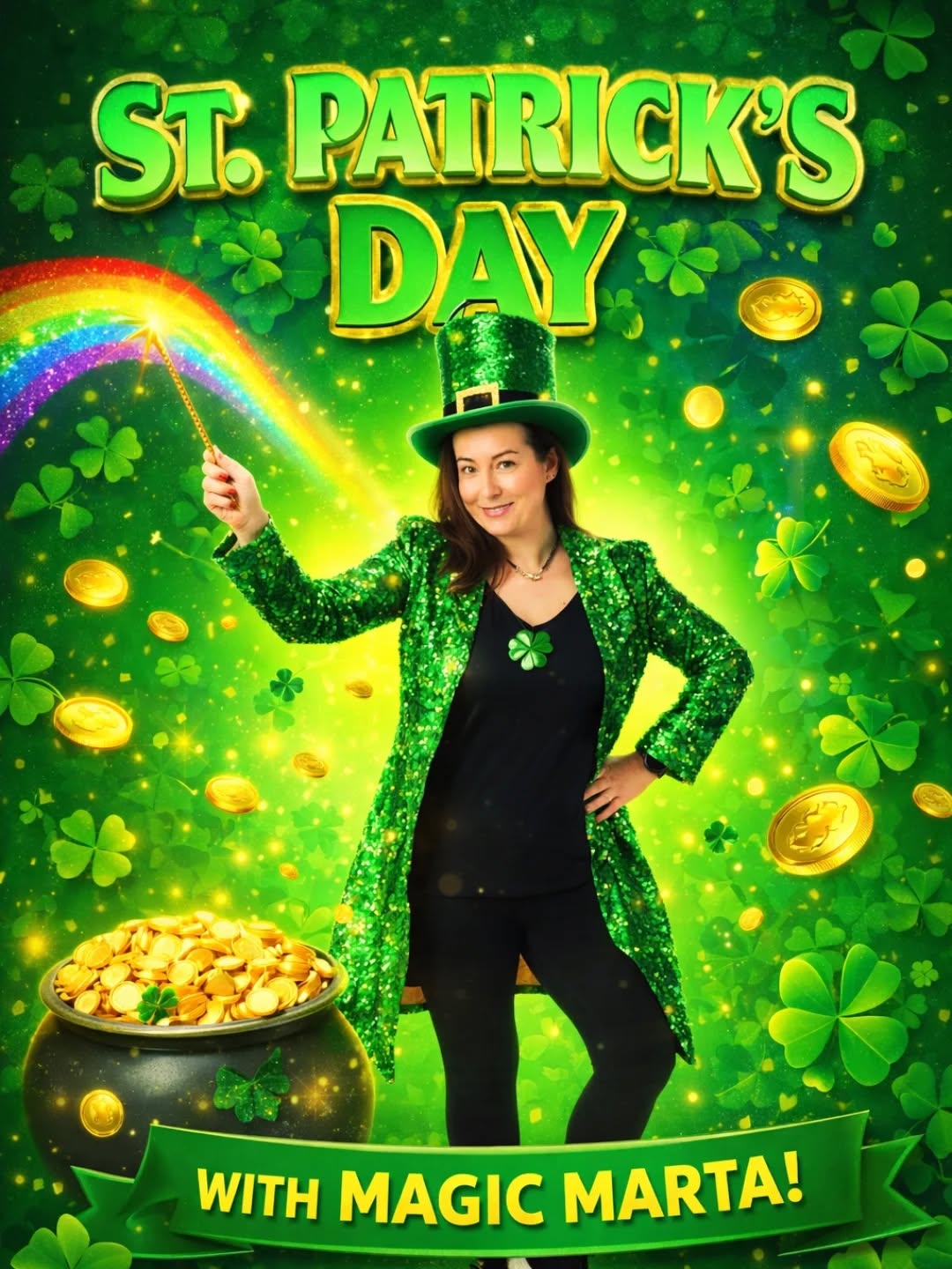 Planning a St. Patrick’s Day event? ☘️
Marta’s Magic Kids Show brings laughter, audience participation and unforgettable magical moments to every stage.
Fully insured, professional and experienced with large audiences.
Limited March availability contact now to book 😊
#StPatricksDayFun
#KidsEntertainmentIreland
#FamilyEvent
#KidsPartyIdeas
#MagicianForHire