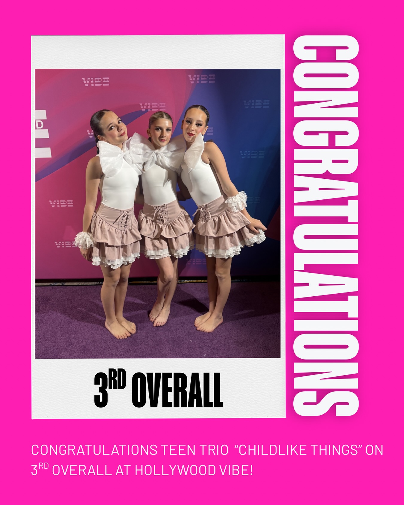 Congratulations “Childlike Things” on 3rd overall in teen duet/trio at @hollywoodvibe ⭐️🩷