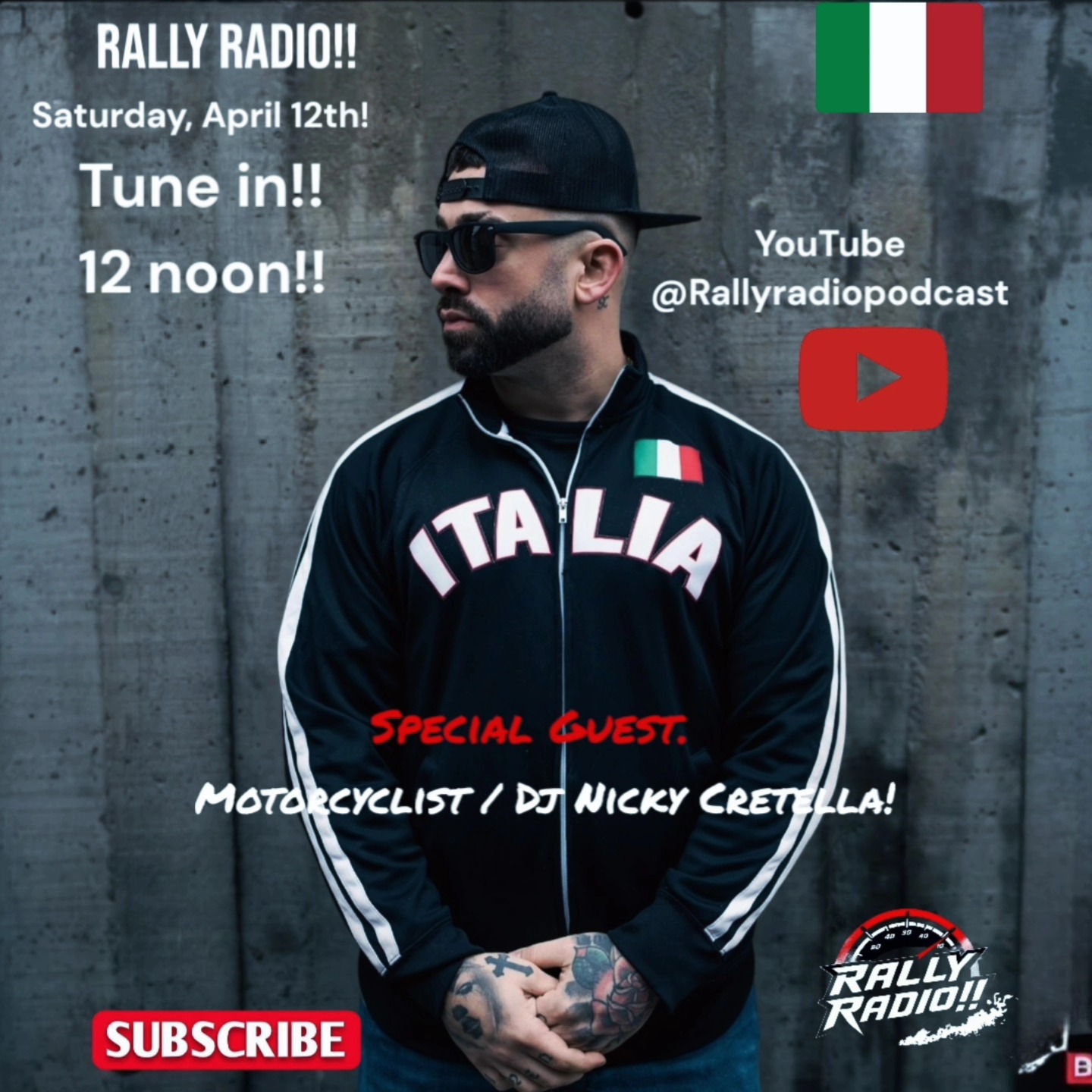 Tomorrow is the big day!!! We live! We got @nickycretella in the house tomorrow!! A big DJ on the scene in the city and an avid motorcyclist, he will be stopping g through to drop some knowledge on us about his career and lifestyle!!! Don't forget to tune in! Saturdays at noon!
Www.barsandhoopsradio.com
YouTube @rallyradiopodcast
Rally Radio!! where the fast life meets the fast lane!!