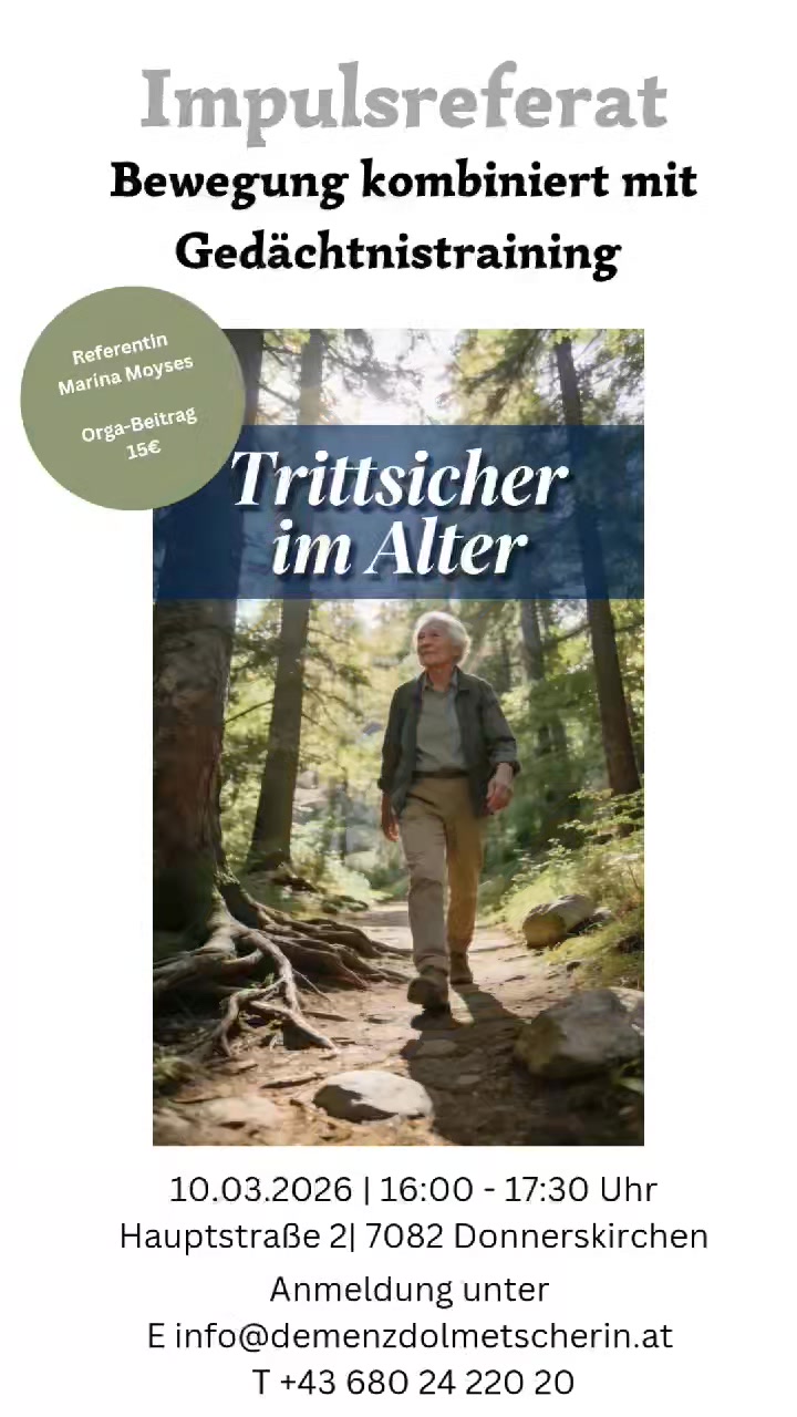 Impulsreferat in der Gedächtnis-Schmiede! Trittsicher im Alter! Praxisnah und informativ!