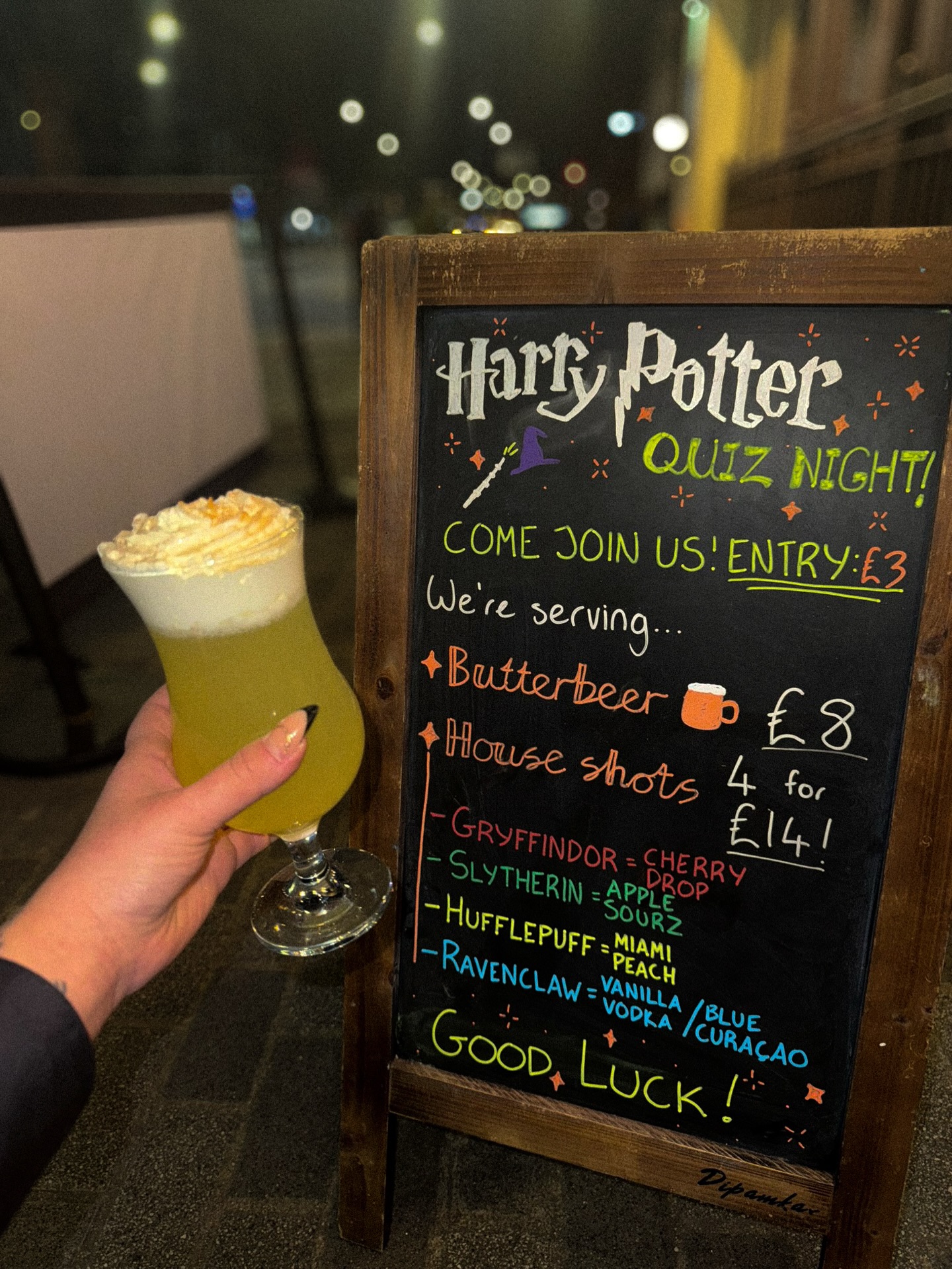 Wands ready, butterbeer in hand 🪄🍺✨
🗓️ Wednesday 25th February
📍 South Street Bar, 9-11 London Road, SS1 1TJ
Quiz night magic is in full swing – £3 entry, house shots on deck, and a little liquid luck to help us win it all.
Mischief managed… or just getting started? 😉⚡️ #HarryPotterQuiz #ButterbeerVibes #QuizNightMagic