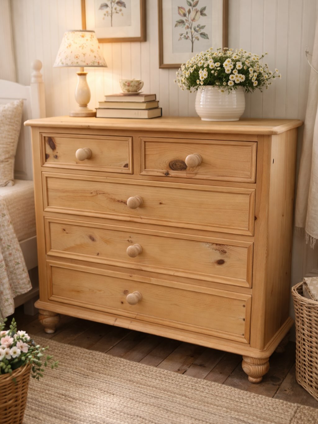 -SOLD-
We all need good storage and these pine drawers fit the bill. Oh and they need to look great too !!!!! Aren’t you lucky then as these could be yours.
Solid 2 over 3 drawers and with cute tulip feet.
Measuring 92 cms wide x 46 cms deep x 90 cms high
£175 including free local delivery
#pinedrawers #bedroomdrawers #countrycottagestyle