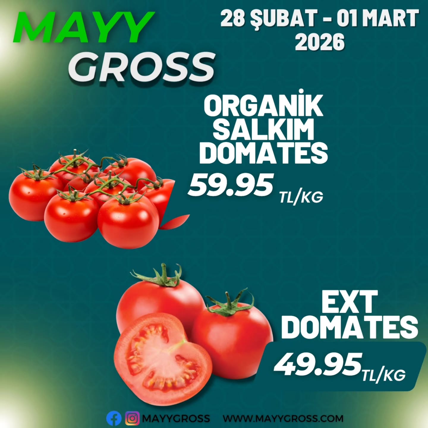 🎉 28 ŞUBAT- 01 MART Özel İndirim Günleri!
En taze ürünler, en uygun fiyatlarla burada!
Bu fırsatları kaçırmayın 😉 MayyGross’a davetlisiniz.”#kırşehir #kaman #manav #mucur#takipci