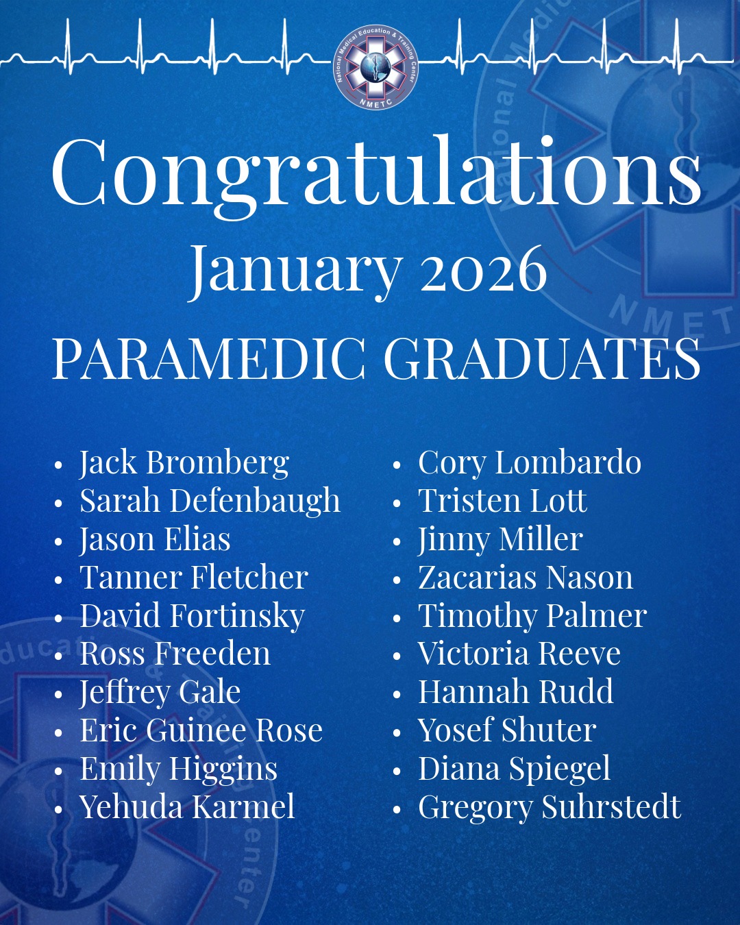 Congratulations to the January 2026 NMETC Paramedic Graduates! We wish you the best of luck!
#NMETC #firstresponders #EMS #emergencymedicalservices