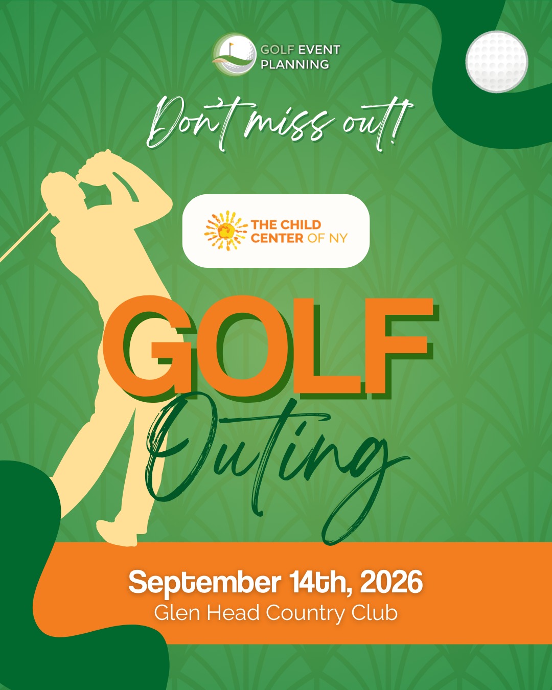 ⛳️ Save the Date!
Mark your calendars for The Child Center's Golf Outing on September 14, 2026, at the beautiful Glen Head Country Club!
Join us for a day of golf, community, and impact in support of The Child Center of NY. Whether you're hitting the course or joining us for dinner, your participation helps drive brighter futures for children and families across our communities.
Stay tuned for more information, and we can’t wait to see you on the green!