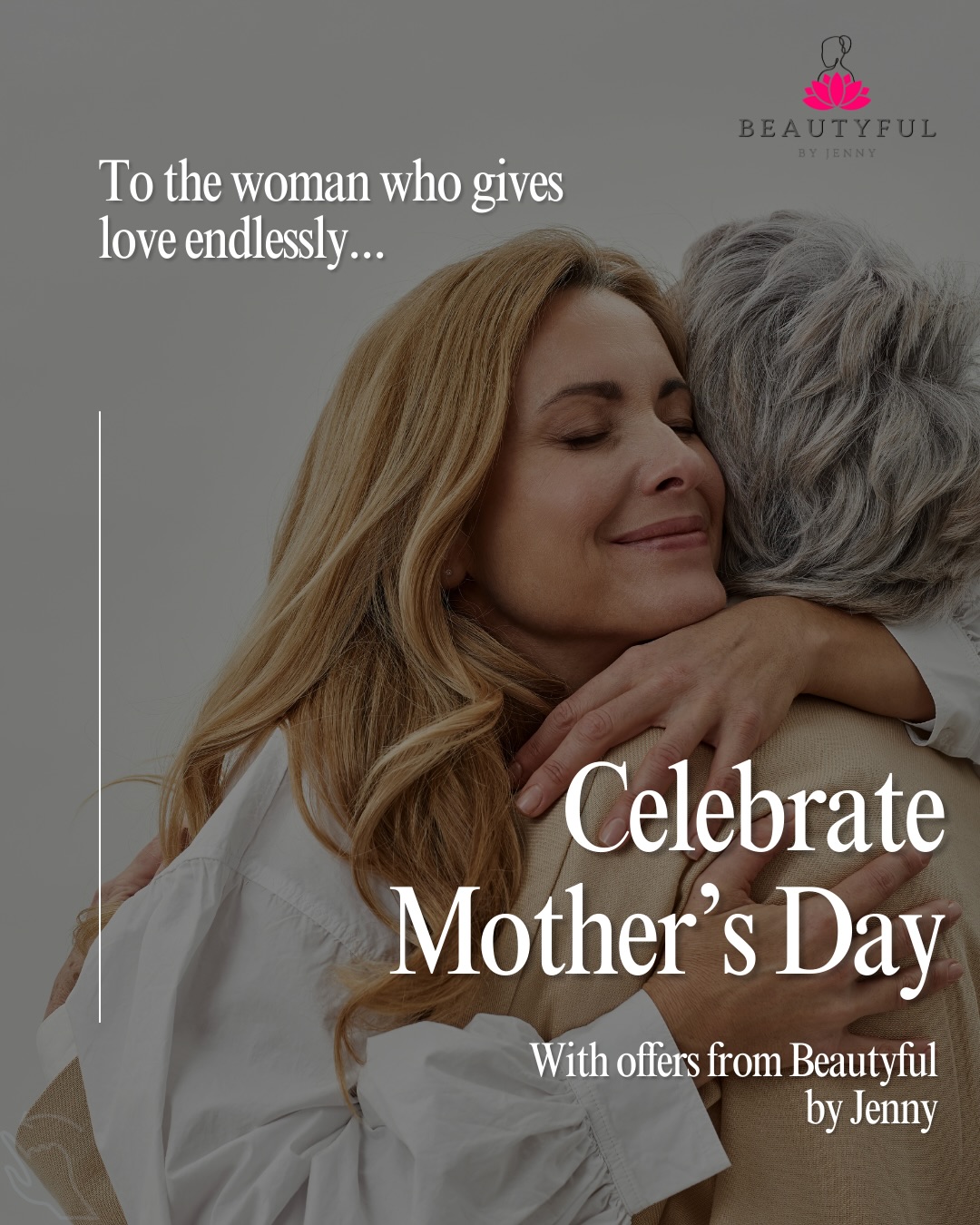 This Mother’s Day, March 15th, give the gift of relaxation, glow and selfcare 💐
I’ve created a selection of luxurious pampering experiences designed to help mums truly unwind.
From soothing massages and rejuvenating facials to advanced skin treatments, each package is designed to leave her feeling relaxed, radiant and refreshed.
If you’re not sure which treatment to choose, our Mother’s Day gift vouchers are the perfect option.
✨ Buy a €100 voucher and receive €20 extra
✨ Buy a €200 voucher and receive €40 extra
Let her enjoy some well-deserved time to relax.
Limited availability: pre-booking recommended. Link in bio 🥰
.
.
#MothersDay #Greystones #BeautyfulByJenny #SpaDay #spaoffers SelfCare GiftIdeas GreystonesBusiness Facial Massage