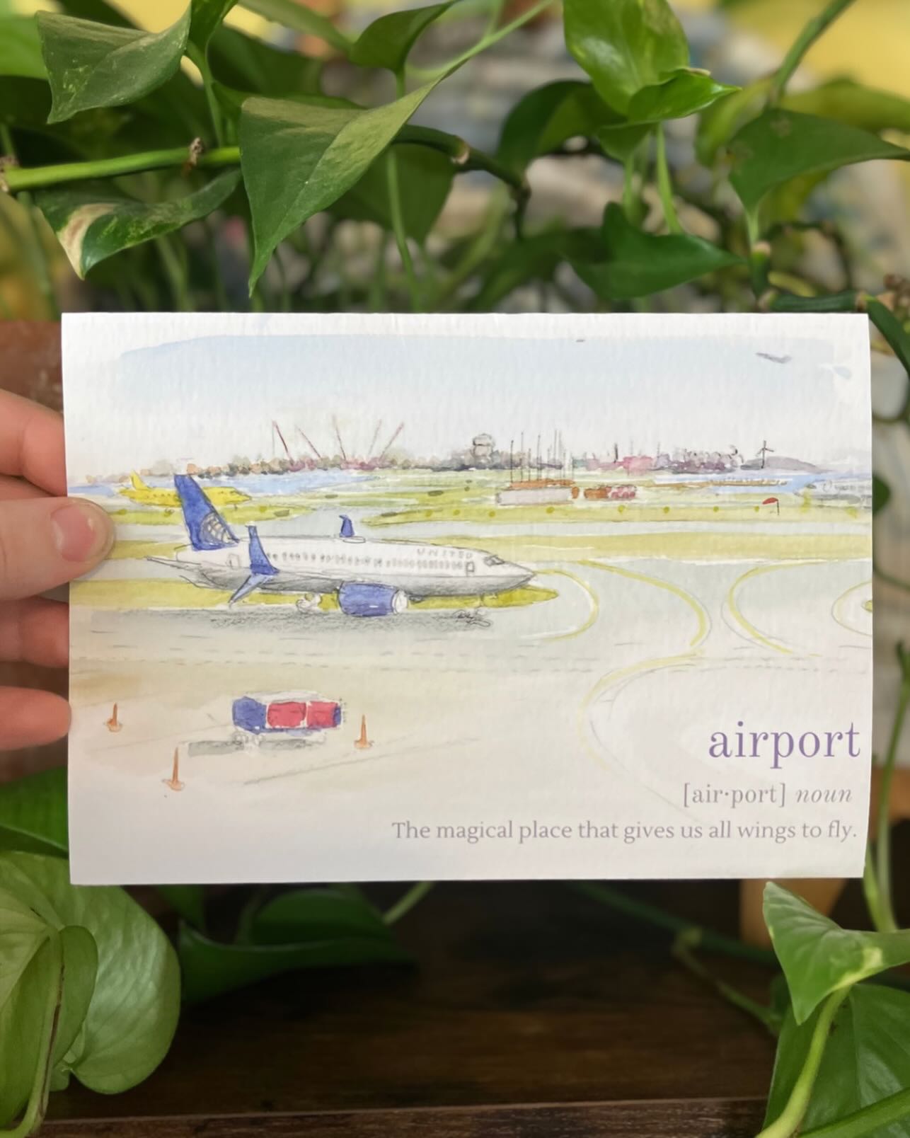 Hey #traveller, what’s your favorite airport? Loved making this sketch from my window view after getting to my regional airport early. Thanks for all the great service @flylogan. Happy Friday and Happy Trails! ✈️
PS - How would you define the airport in your own words? I am partial to mine over the @merriamwebster’s, “a place from which aircraft operate that usually has paved runways and maintenance facilities and often serves as a terminal.” 😜
Dm to learn more about the original and prints of this watercolor scene 🎨 #airportlife #travelling #giftideas #inspiration