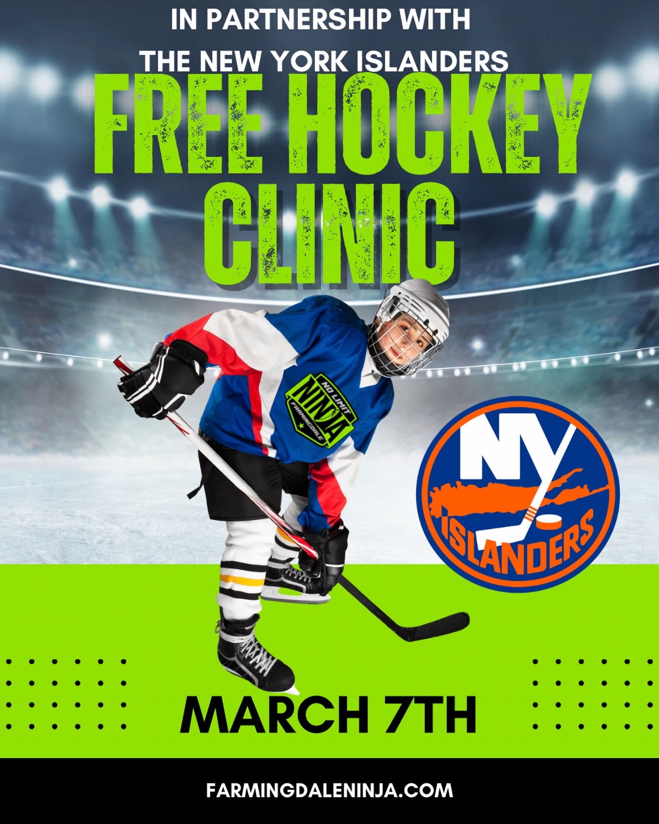 🏒 BIG NEWS, NO LIMIT NINJA FAMILIES! 🥷❄️
We’re excited to announce a new partnership with the @nyislanders — and you’re invited!
As part of Hockey Week Across America, Islanders are hosting a Try Hockey For FREE event for kids ages 5–10 on Saturday, March 7th — and our No Limit Ninja athletes are encouraged to join the fun!
This is a beginner-friendly, no-pressure experience — no prior hockey experience required and no commitment necessary.
📍 Location Options:
• Newbridge Ice Arena (Bellmore, NY)
• Peconic Ice Arena (Calverton, NY)
⏰ Sessions run between 7:45am–11:00am
⚠️ Spots are limited and filling quickly (most availability at Newbridge!)
✅ Full loaner equipment provided
✅ Professional instruction from Islanders alumni & staff
✅ 1 hour of ice time
✅ Fun, safe, confidence-building environment
Just dress warm (like you’re playing in the snow!) and arrive 30 minutes before your session.
👉 Register here:
https://newyorkislanders.formstack.com/forms/tryhockeyforfree_25_26
Let’s show up strong, Ninjas! 🥷🏒
#nyislanders #islanders #newyorkislanders #hockey #longisland