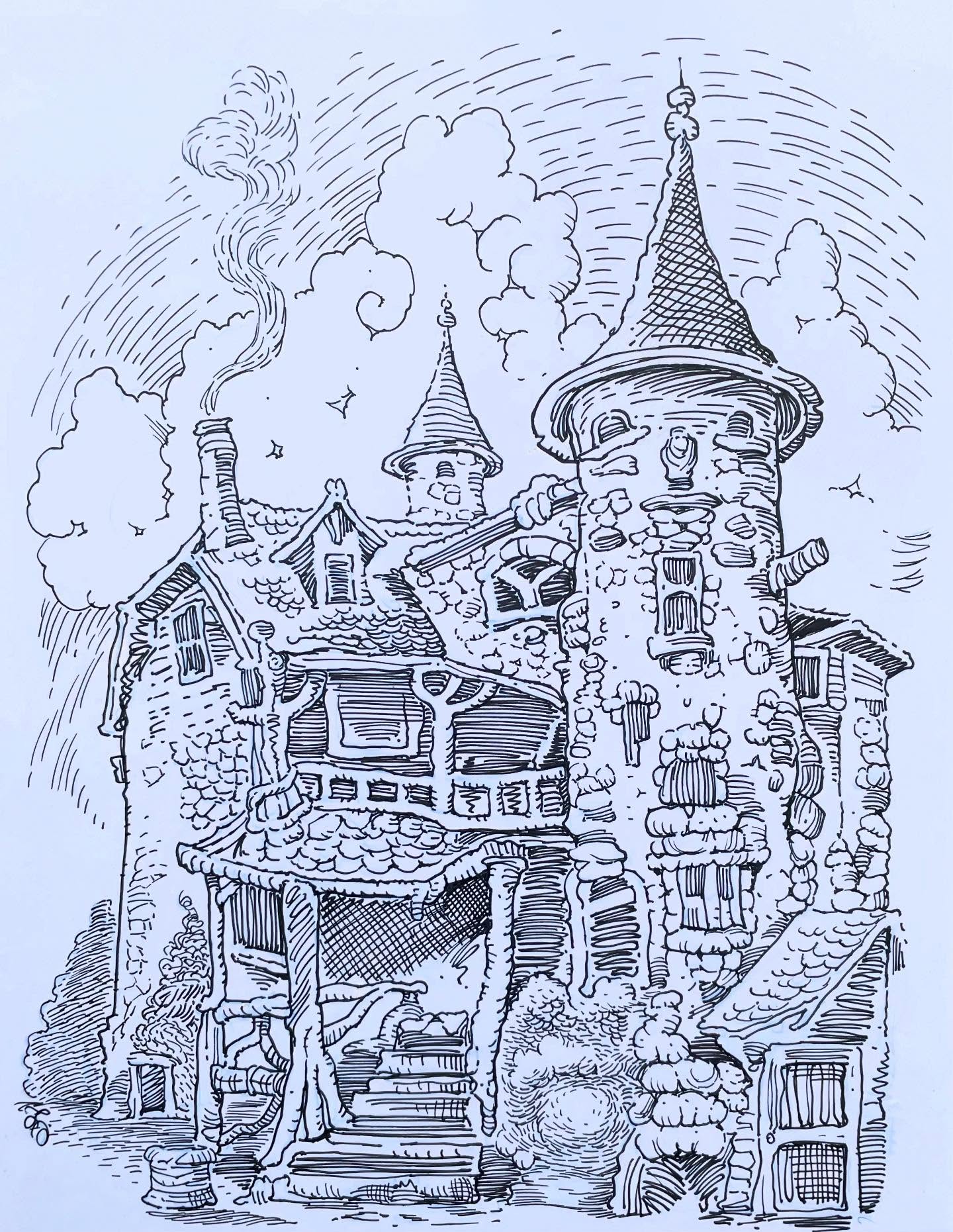“Our House Our Castle” Pen and ink from artist John Arthur. New works at Mystwood Gallery in Crestline and at Mountain Arts in Lake Arrowhead, Ca. Visit Our House soon!
#artist#illustrator#penandinkart#shopsmall