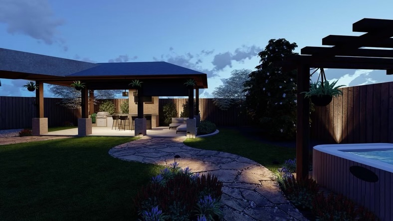 The best seat in the house isn’t in the house.
For the Crystal Brooke project, our goal was simple: create an environment where family and friends can celebrate life in total comfort. Think casual textures, cozy corners, and a seamless tech atmosphere that handles everything from the lighting to the playlist.
Ready to take the party outside?