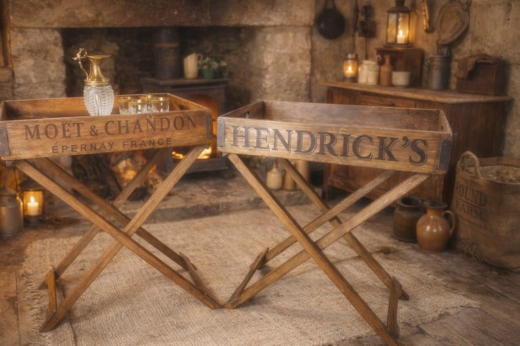 These fabulous ‘butler’s trays’ make great tables for serving your drinks. Whether you are all about the champagne 🍾 or prefer a good old G&T there’s one for you. Wooden top lifts off the sturdy foldable stand.
£95 each
It’s still the weekend….. cheers to that!🥂
#henricksgin #moetandchandon #butlerstray #drinkstable #traytable