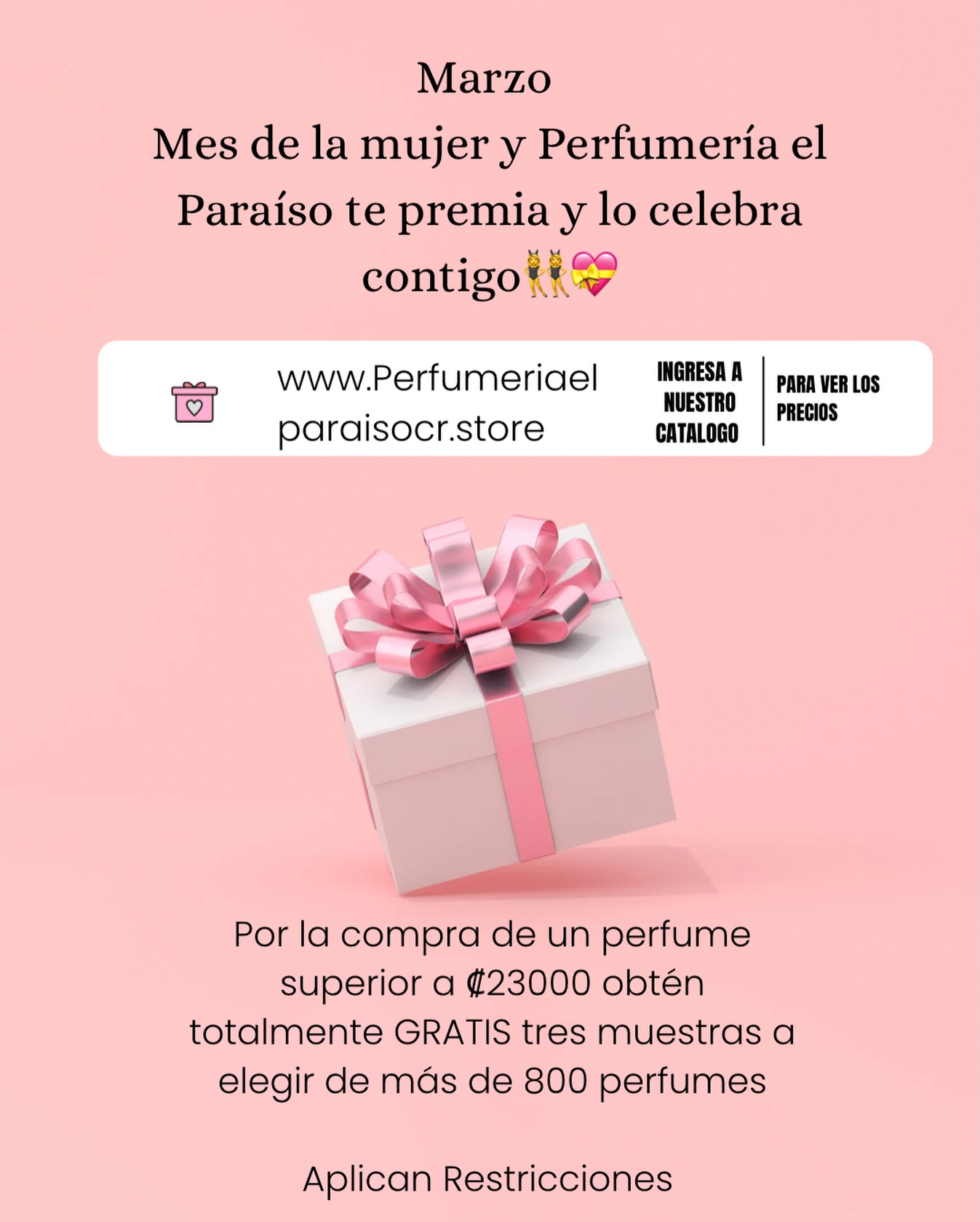 🚨 MUJER, ESTO ES PARA VOS 🚨👇
🎁 3 PERFUMES GRATIS EN MUESTRA
🔥 SOLO EN MARZO
En Perfumería El Paraíso no celebramos con palabras… celebramos con regalos reales.
Por la compra de un perfume mayor a ₡23.000, te llevás 3 muestras GRATIS para elegir entre más de 800 fragancias disponibles.
Probá. Descubrí. Enamorate de nuevos aromas sin pagar extra.
Porque tu esencia no es común… tu perfume tampoco debería serlo 💖
💻 Entrá ahora y elegí el tuyo:
👉 www.perfumeriaelparaisocr.store
⏳ Promoción por tiempo limitado.
Aplican restricciones.