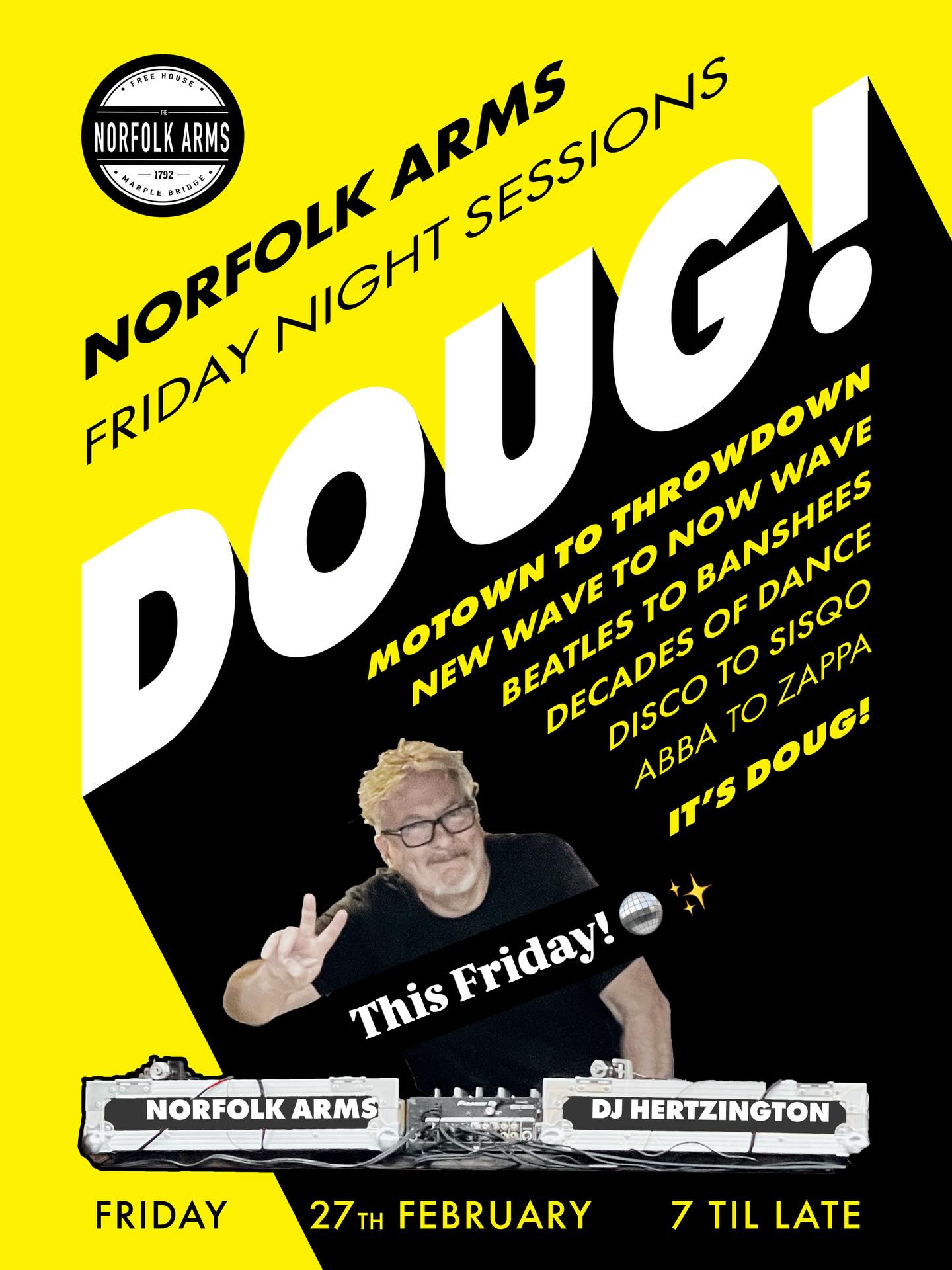 This Friday we bring back DOUG! from 7pm
#abbatozappa #requestsopen #floorfillers #goodvibes #doug