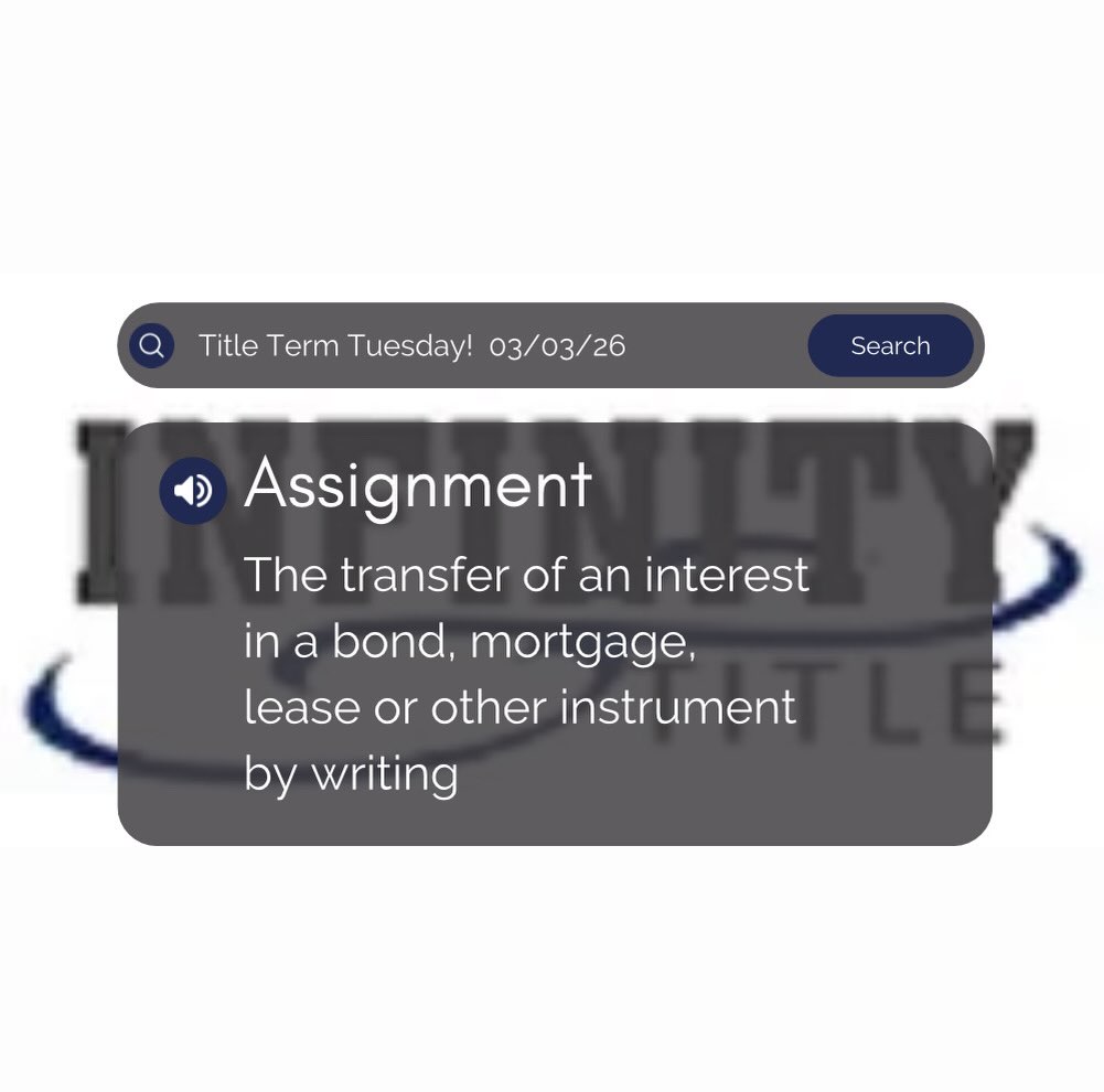 Happy Tuesday Infinity Title Family! Today's Title Term is Assignment ⬆️