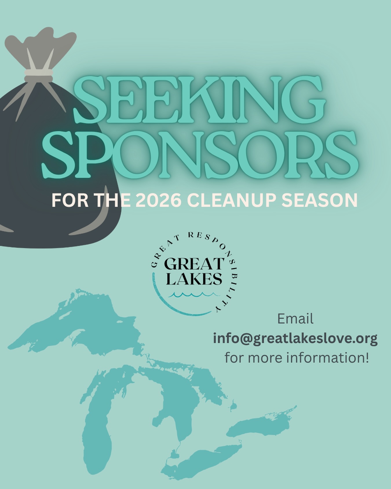 🪣 Want to support our marine debris cleanup and education initiatives? Become a 2026 Great Lakes Great Responsibility sponsor!
Your support will help cover costs for cleanup supplies, education gear, waste removal, insurance, and permits. Let’s make a positive impact together for the precious freshwater of the Great Lakes. 🌊
Let’s chat: info@greatlakeslove.org