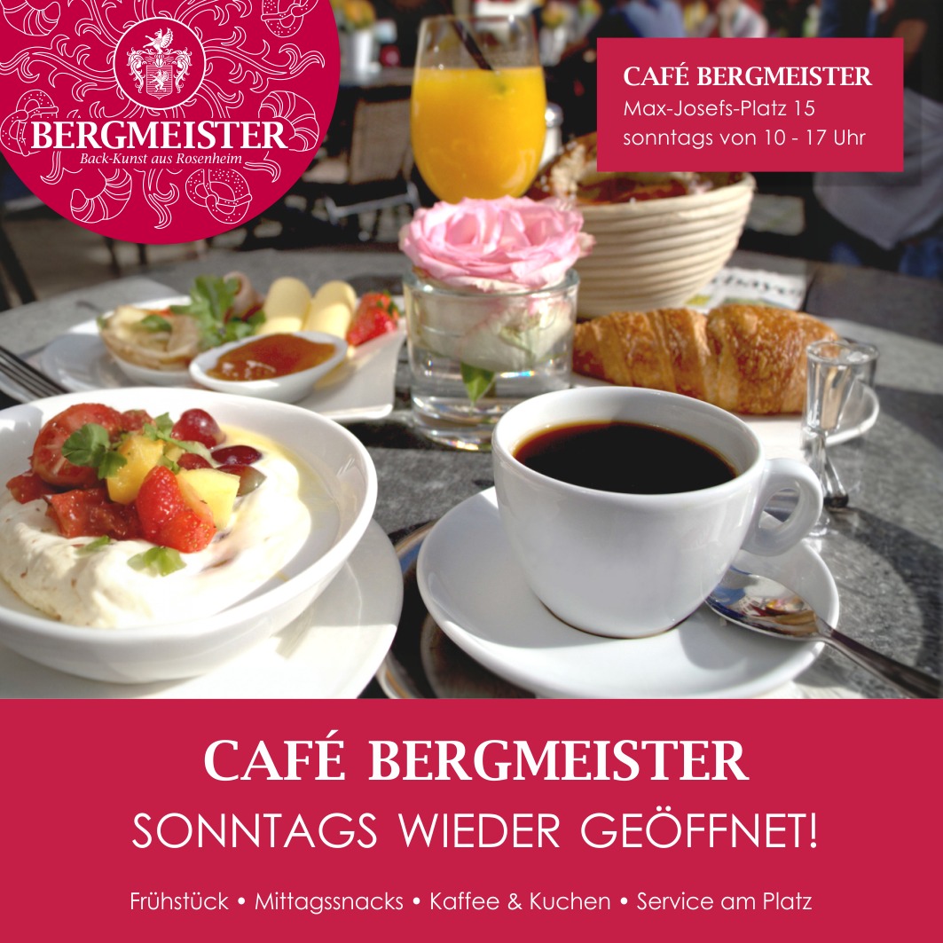 🌞🥐 Sonntags ist wieder Café-Zeit! 🎉
Das Café BERGMEISTER am Max-Josefs-Platz in Rosenheim hat sonntags wieder seine Türen geöffnet – und das nicht nur für einen Kaffee! Kommt vorbei und genießt ein reichhaltiges Frühstück, ein köstliches Mittagessen oder einfach nur ein Stück Kuchen mit einer Tasse frisch gebrühtem Kaffee. ☕🍰
Wir sind ab sofort wieder jeden Sonntag von 10 bis 17 Uhr für euch da! Und das Beste daran? Unser Service kommt direkt zu euch an den Platz, damit ihr euch ganz entspannt zurücklehnen könnt.
Also schnappt euch eure Familie und eure Freunde und macht euren Sonntag zum Genuss-Tag im BERGMEISTER!
Wir freuen uns auf euch! ❤️✨
Euer BERGMEISTER-Team
#cafébergmeister #bergmeister #café #sonntagsgeöffnet #kuchenundtorten #Leckereien #Schmankerl #maxjosefsplatzrosenheim #rosenheim #pause #sonntagsfrühstück #mittagessen