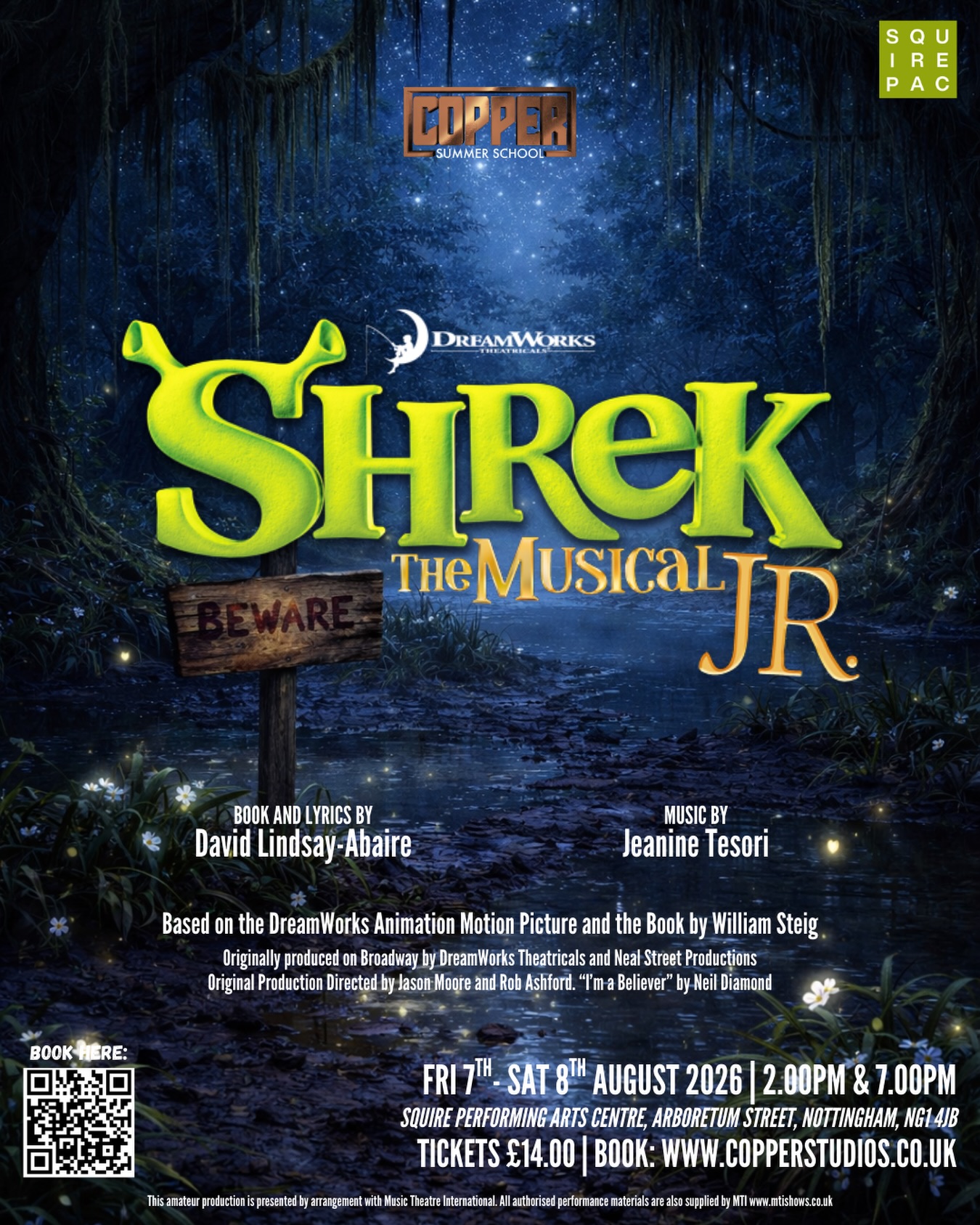 GET OUT OF MY SWAMP… and onto our stage🧅💚
We’re heading to Far Far Away for Shrek Jr, a bold, brilliant, belly-laugh of a musical packed with big tunes, bigger characters, and ogres with layers.
🏰 GET INVOLVED
28th June 2026 – Audition Workshop
27th–31st July – Rehearsal Week
6th Aug – Dress Run
7th & 8th Aug – SHOWTIME (+ Sat Matinee)
🫏WATCH THE SHOW
📍 @squirepac
🎟 £14pp
🔗 Enrol: www.copperstudios.co.uk/summerschool
Presented by arrangement with Musical Theatre International.
#ShrekJr #SummerSchool2026 #ShowInAWeek #MusicalTheatre