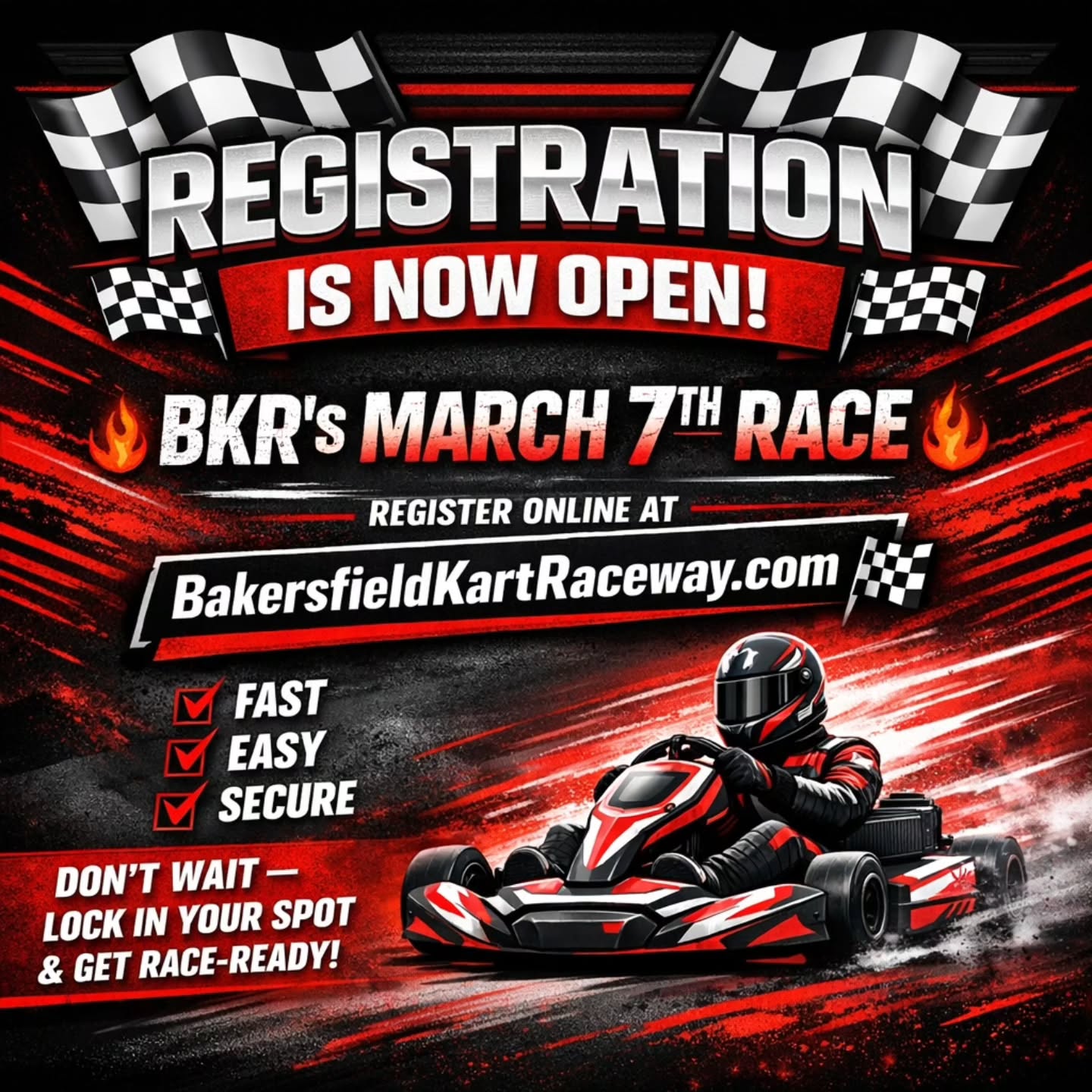 Register at Bakersfieldkartraceway.com