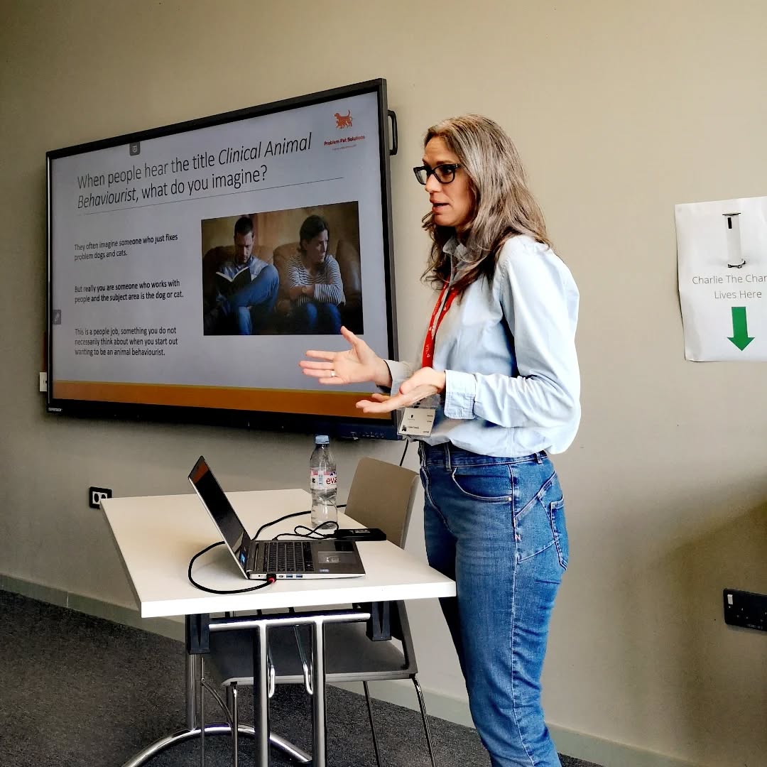 Amy and I, were invited to Plumpton College today to talk about routes into animal related careers. We discussed how to become a clinical animal behaviourist and what this encompasses. We would be happy to do this more and extend talks to any groups that might be interested learning about animal behaviour and working within the industry 🙂.
#animalbehaviour #dogbehaviourist #dogbehaviour #clinicalanimalbehaviourist #publicspeaking
