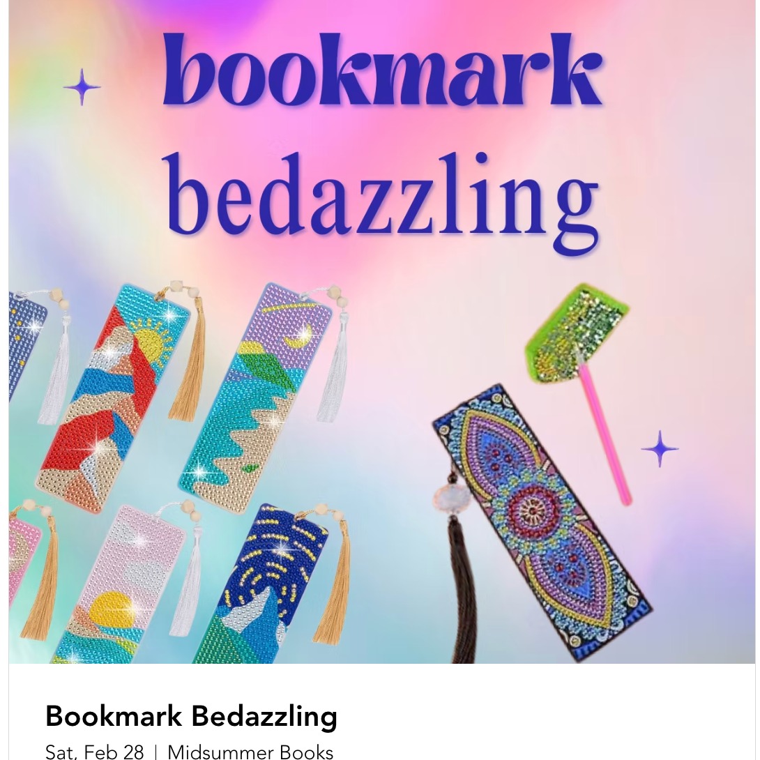 Happening today in the shop!
Whether your reader loves dragons, rainbows, space adventures, or stories about friendship, they’ll leave with a one-of-a-kind creation that makes opening their book feel even more magical.
All ages - we provide the bedazzling supplies and bookmarks.
4PM at Our Mutual Friend - $15 per attendee
Sign up in the shop or in our link in bio