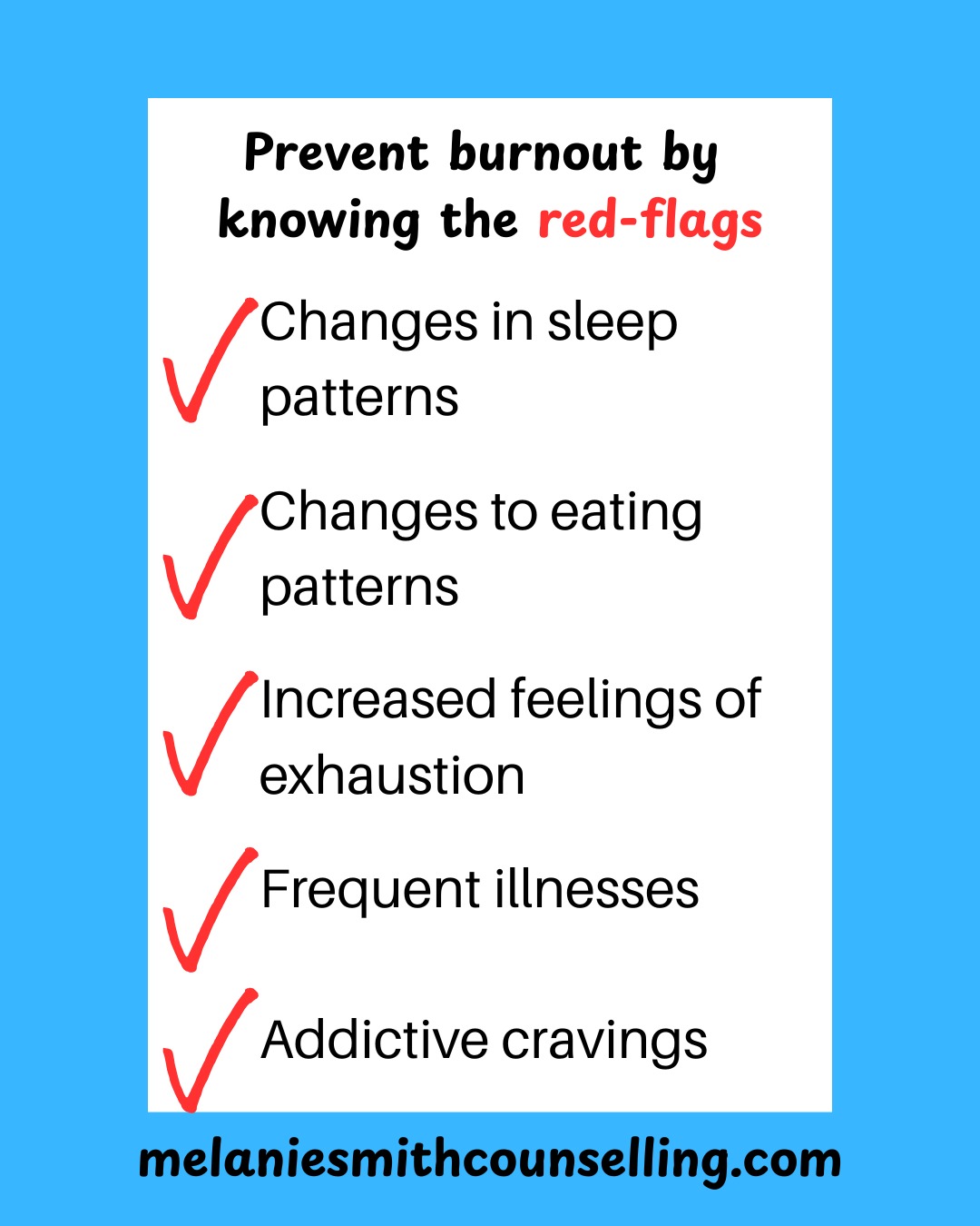 Changes in Sleep Patterns
Struggling to fall asleep? Waking up at 3am with racing thoughts? Sleeping far more than usual but still exhausted?
Changes in Eating Patterns
Loss of appetite… or emotional eating? Skipping meals or constantly snacking to cope?
Increased Feelings of Exhaustion
Not just 'tired' but drained, depleted, and running on empty even after rest.
Frequent Illnesses
Burnout impacts your immune system. Constant colds, headaches, or flare-ups can be your body waving a red flag.
Addictive Cravings
Relying more on alcohol, caffeine, sugar, scrolling, or other coping behaviours just to get through the day?
Burnout isn’t weakness. It’s a signal.
Your body and mind are asking for care, boundaries, and support.
If this resonates with you, you’re not alone. Support is available
#BurnoutRecovery #burnout #MentalHealthMatters #TherapySupport #Counselling