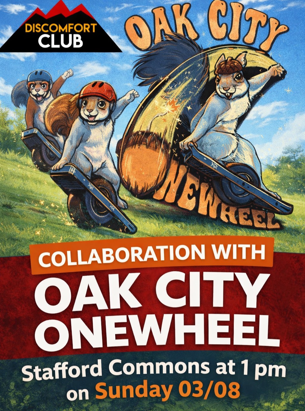 Join us for a collaboration with @oak_city_onewheel this Sunday! More details in GroupMe.