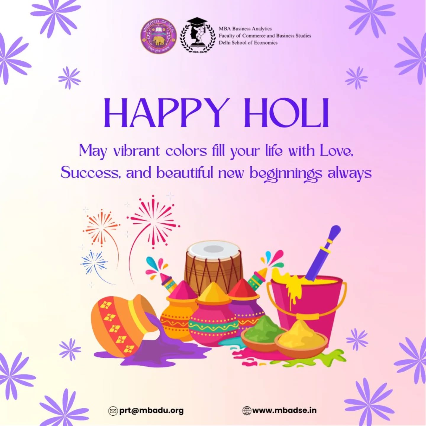Wishing everyone a vibrant and joyful Holi!
May this festival of colors bring love, laughter, and positivity in your life. Happy Holi!
#HoliVibes #FestivalOfColors #LoveAndJoy
#MBA #BusinessAnalytics