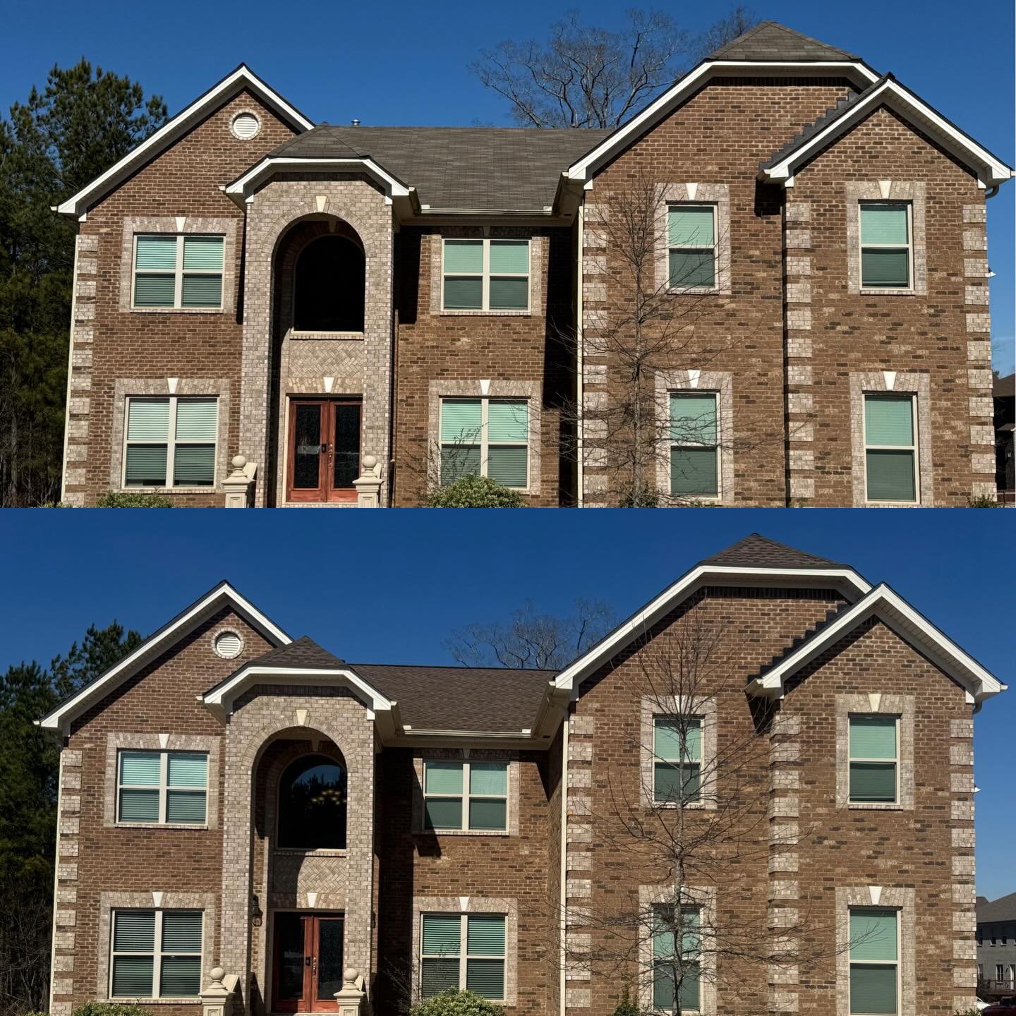 Before and after photos of a New Barkwood HDZ GAF Timberline Shingle… #gaf