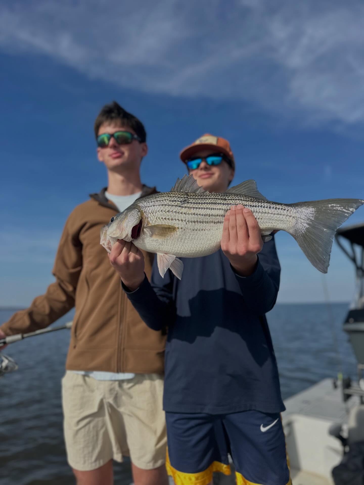 Today was as pretty a day as you could have asked for to go on a fishing expedition. The fish didn’t care so much for the pretty day, but Henry and Schaf fished every minute of the day, when the boat wasn’t moving, and we did move a lot. The crew stood steady and bingo, we finally found what we were looking for after hours of hunting. This family kept in high spirits throughout the day with plenty of conversation and laughter, as a man that was about to pull my hair out looking for something that was so plentiful the day before, the high spirits is what held it together for me, and success seemed inevitable. Thanks guys, I really enjoyed our day! #striperfishing #stripers #nevergiveup #inshorefishing #familytime❤️