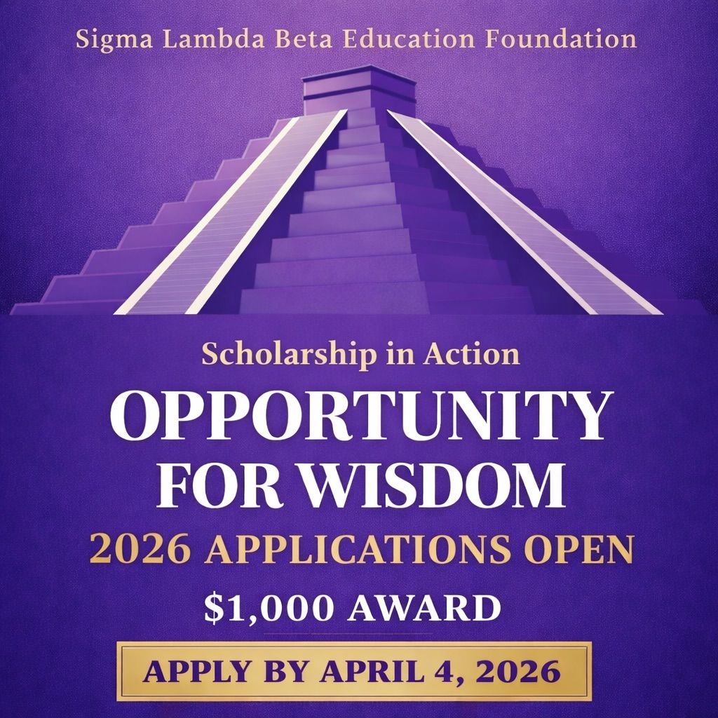 The Opportunity for Wisdom Scholarship is NOW OPEN! 🎓🐎
The Sigma Lambda Beta Education Foundation will award four $1,000 scholarships to brothers who demonstrate commitment to scholarship, leadership, and impact within their communities.
If you are dedicated to your education and embody Brotherhood and Scholarship, learn more and apply at slbef.org/scholarships2025
📍 Deadline: April 4th
📧 Questions: givcom@slbef.org
#FuelingTheLight #SLB1986 #OpportunityForWisdom #OfW2026