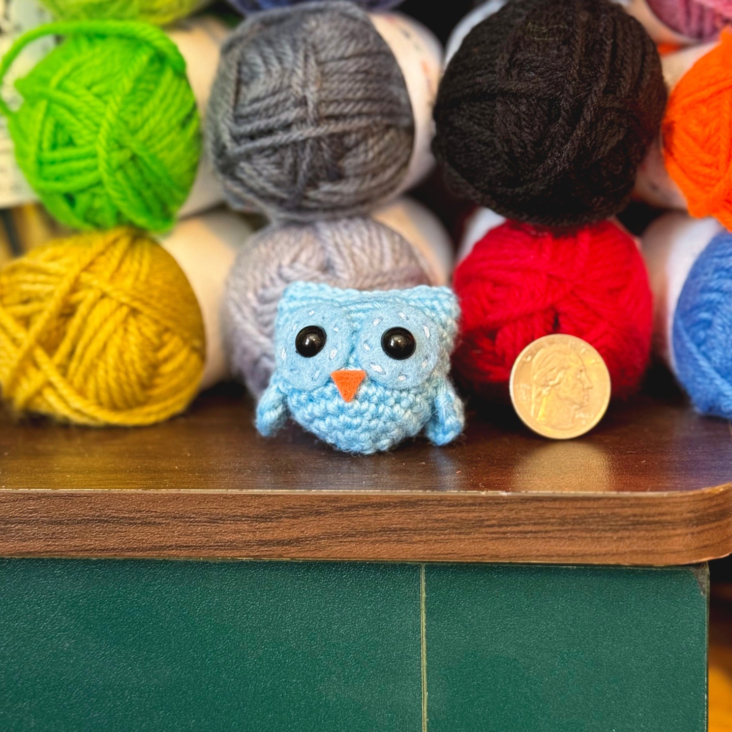 If "they" get rid if physical currency, will size comparisons using coins still be valid? But also, do you see how tiny this owl is?
*
*
*
*
*
#womanownedbusiness #shopsmallbusiness #crochetgift #handmadegifts #handmade #blue #owl #crochetowl #HandcraftedJoy #CraftyCreations #ArtisanMagic #CreativeCraftsmanship #CraftingCommunity #HandmadeHappiness #notai #athena #crochet #crochetproject