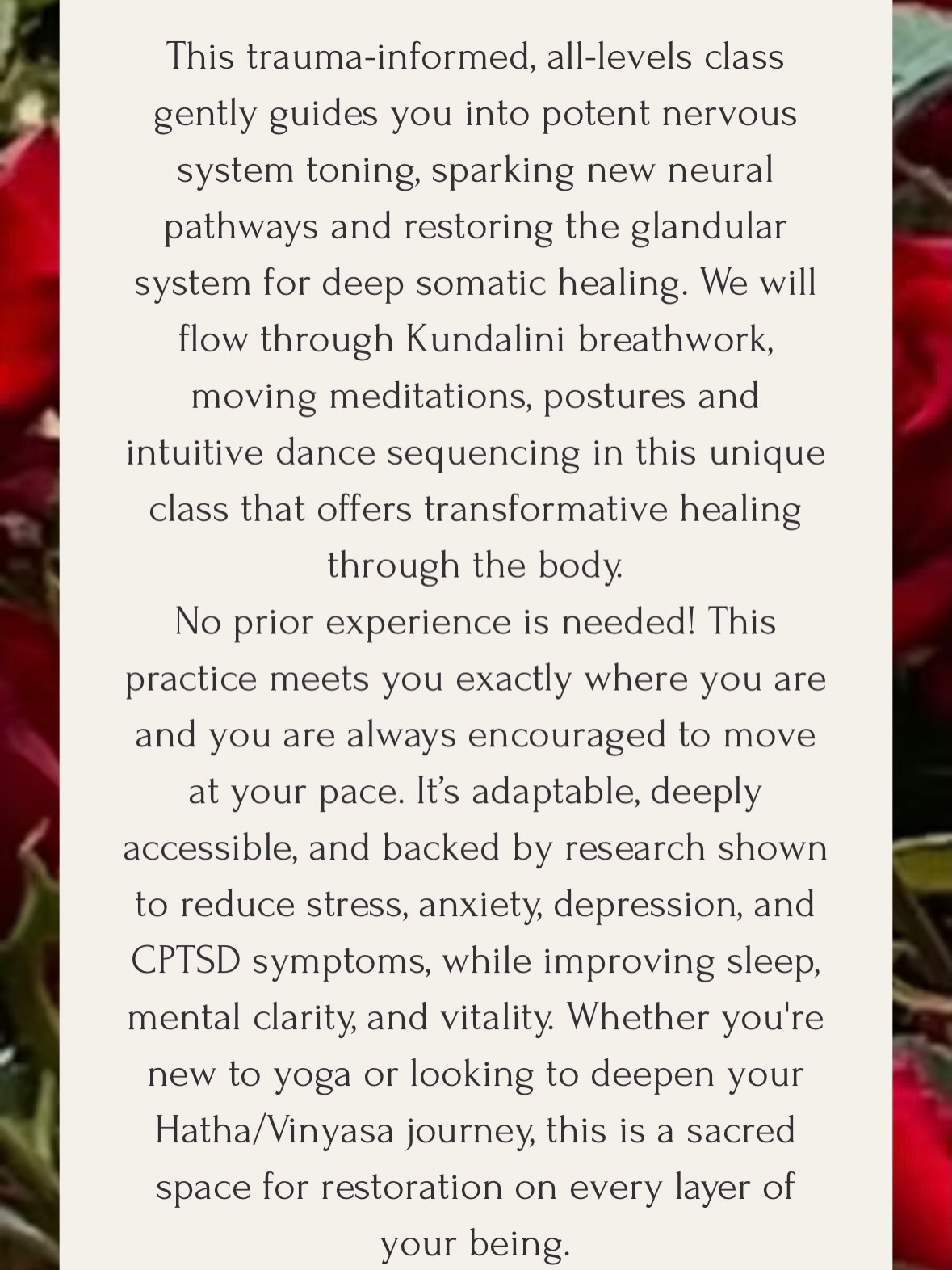 Join us for Somatic Alchemy Thursdays at 7 PM! Book it here 👇
https://www.healingls.com/service-page/somatic-alchemy-yoga-with-jess?referral=service_list_widget
Algorithms can be annoying at times, but also seem to be auspicious timing often… maybe you’ve seen info on this class before but haven’t been able to make the effort to come yet. Maybe this is the first time you’re hearing about this class… either way, if you’re seeing this, maybe it’s a sign that you should be here 🤗
Friends, please help us boost the algorithm by commenting below! 🙏🏻🙌🏻 #somatichealing #traumainformedyoga #kundaliniyoga #healingcommunity