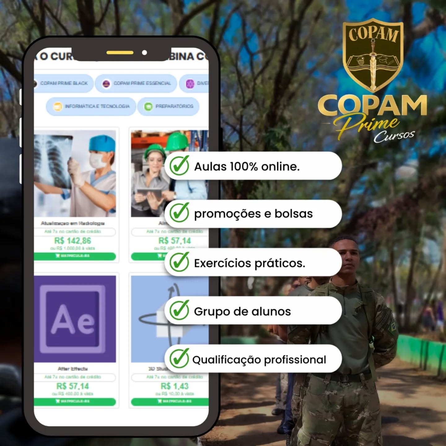 COPAM PRIME ⭐️🇧🇷
Acesse nossa plataforma Ead, e garanta seu futuro!
Cursos certificados⭐️
Cursos profissionalizantes 🇧🇷
( Duvidas entrar em contato!)
#cursosonline #military
#saopaulo #guarulhos #certificados