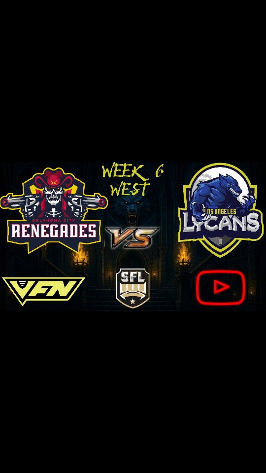 @simulationfl #Szn26 Week 6 GameDay
West Division
@okc_sfl
@losangeleslycans
š: 10pm ET/7pm PT
š: Lycanthrope Field at @evo9x Stadium
š: (Virtual Football Network's YouTube Channel link in bio)
#MakeAnImpact #HowlAtTheMoon #LycAngeles #NewMoon