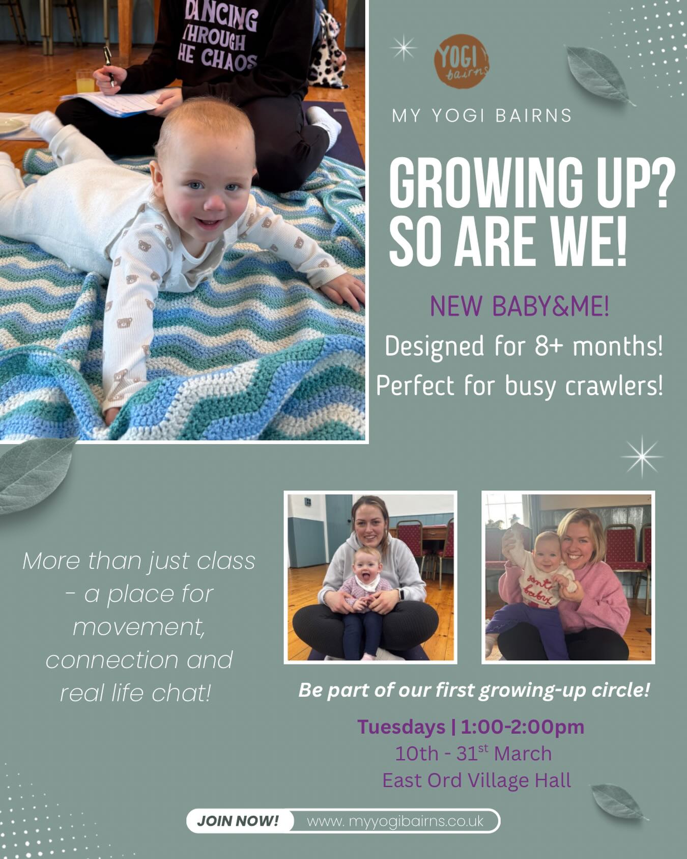 They’re not tiny anymore…
they’re just into everything 😅💛
If your baby is 8+ months and on the move, this new Baby & Me class has been created especially for you.
No pressure for them to lie still.
No expectations for you to “have it together”.
Just:
✨ Movement for busy crawlers
✨ Connection with other grown-ups in the same stage
✨ A supportive space for big developmental leaps
✨ Real-life chat (with cake & a cuppa!)
We have 10 spaces for this first growing-up circle and 4 are already booked - which means just 6 spots left.
Open to mums, dads, grandparents & caregivers 🤍
📍 East Ord Village Hall
🗓 Tuesdays | 1:00–2:00pm
📅 10th–31st March
If your baby has outgrown the little-lie-down stage but you don’t want to lose your community… this is your next step.
👉 Book via the link in bio or DM me to grab one of the remaining spaces.