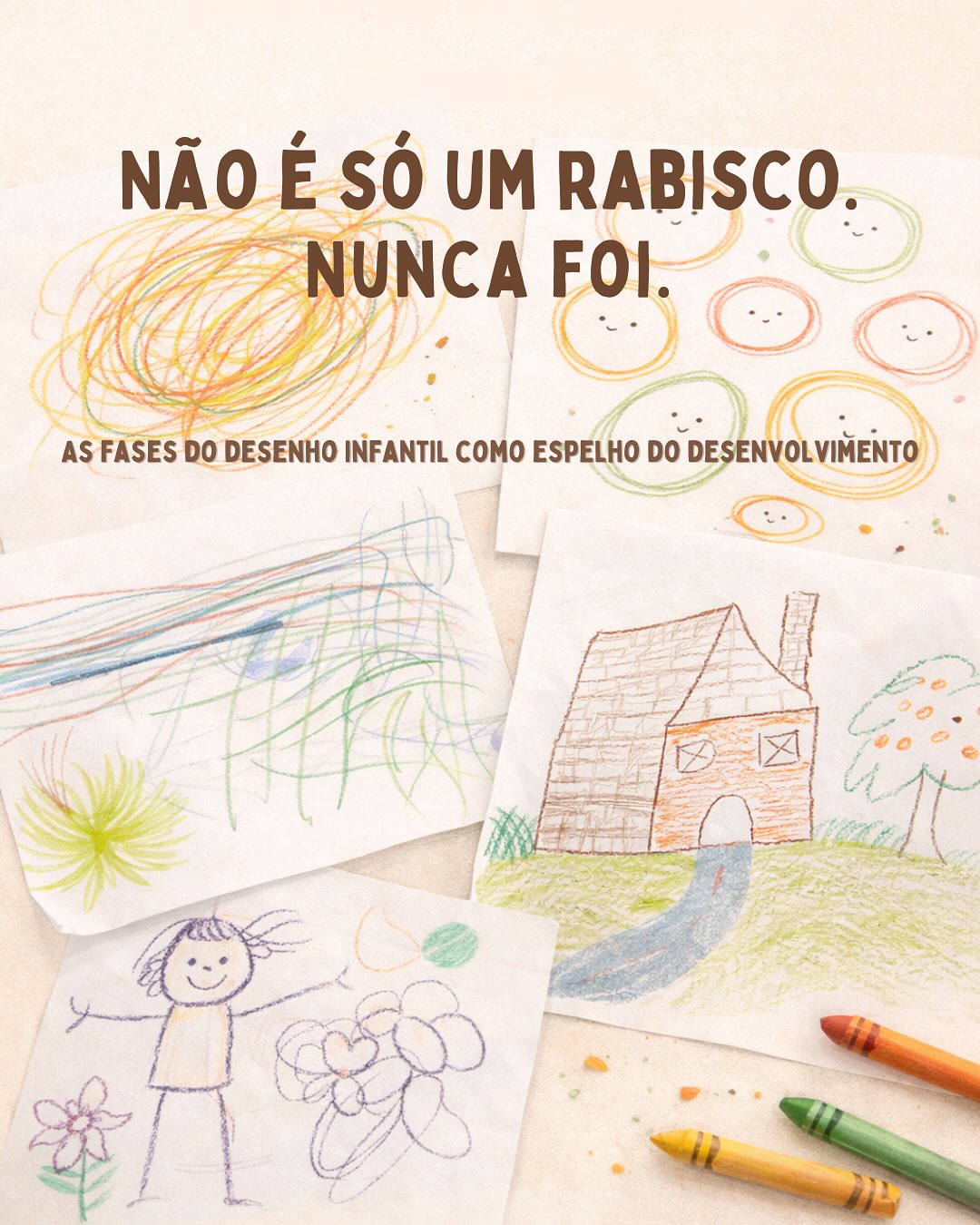O desenho infantil não é arte decorativa. É uma janela aberta para o desenvolvimento.
Mas só conseguimos ver o que está lá dentro quando sabemos o que procurar.
Cada fase do traço corresponde a um momento específico do desenvolvimento: motor, cognitivo, emocional. A garatuja não é desorganização. O círculo fechado não é acidente. A figura humana não é simplesmente “um boneco”. A organização espacial não é coincidência.
São sinais. E sinais lêem-se.
Quando aprendes a ler estas fases, deixas de olhar para o produto. Começas a ver a criança.
E é exactamente isso que muda tudo na sala, na conversa com os pais, na forma como acompanhas cada criança no seu tempo.
💬 Quantas destas fases consegues identificar nas crianças que acompanhas?
O Do Gesto à Letra foi construído para isso. 💛
5ª edição · Online · 7 e 21 de Março 🔗 Link na bio.
Guarda este carrossel para teres sempre à mão.
Partilha com a tua equipa ou com os pais das tuas crianças.