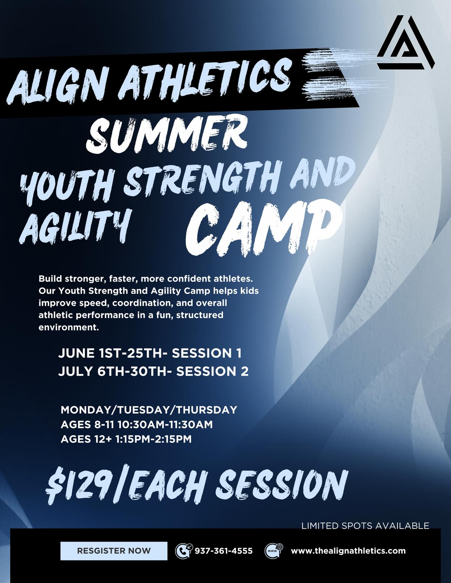 Keep your kids moving, getting stronger, and staying ready for their sport this summer.
Our Youth Strength and Agility Camp builds speed, coordination, confidence, and real athletic strength in a structured, high energy environment. Perfect for athletes who want an edge going into the next season.
Spots fill fast. Register today.
www.thealignathletics.com
#thealignathletics #summercamp #youth